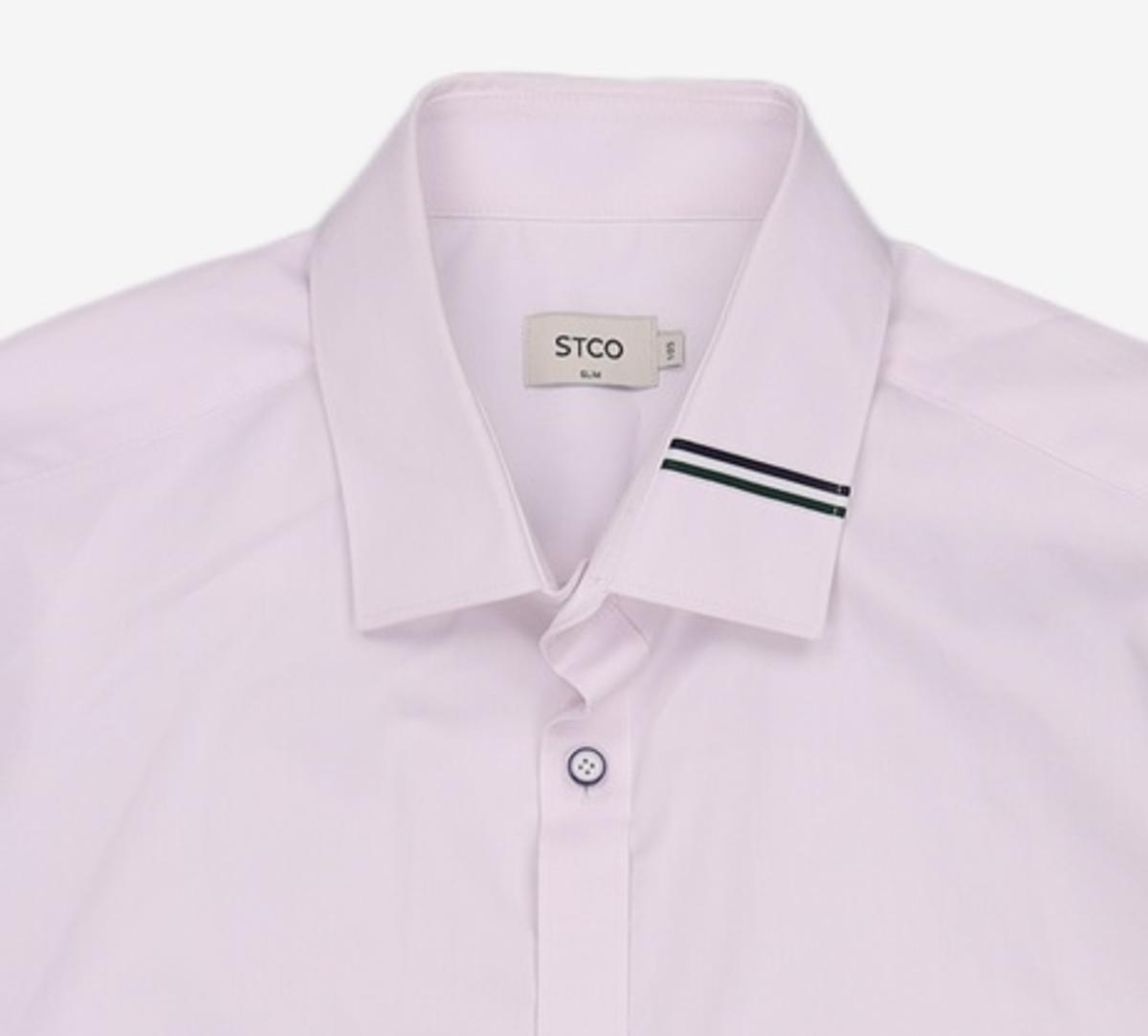 에스티코(STCO) 슬림핏 카라 테이핑 원포인트 셔츠 (화이트) 105