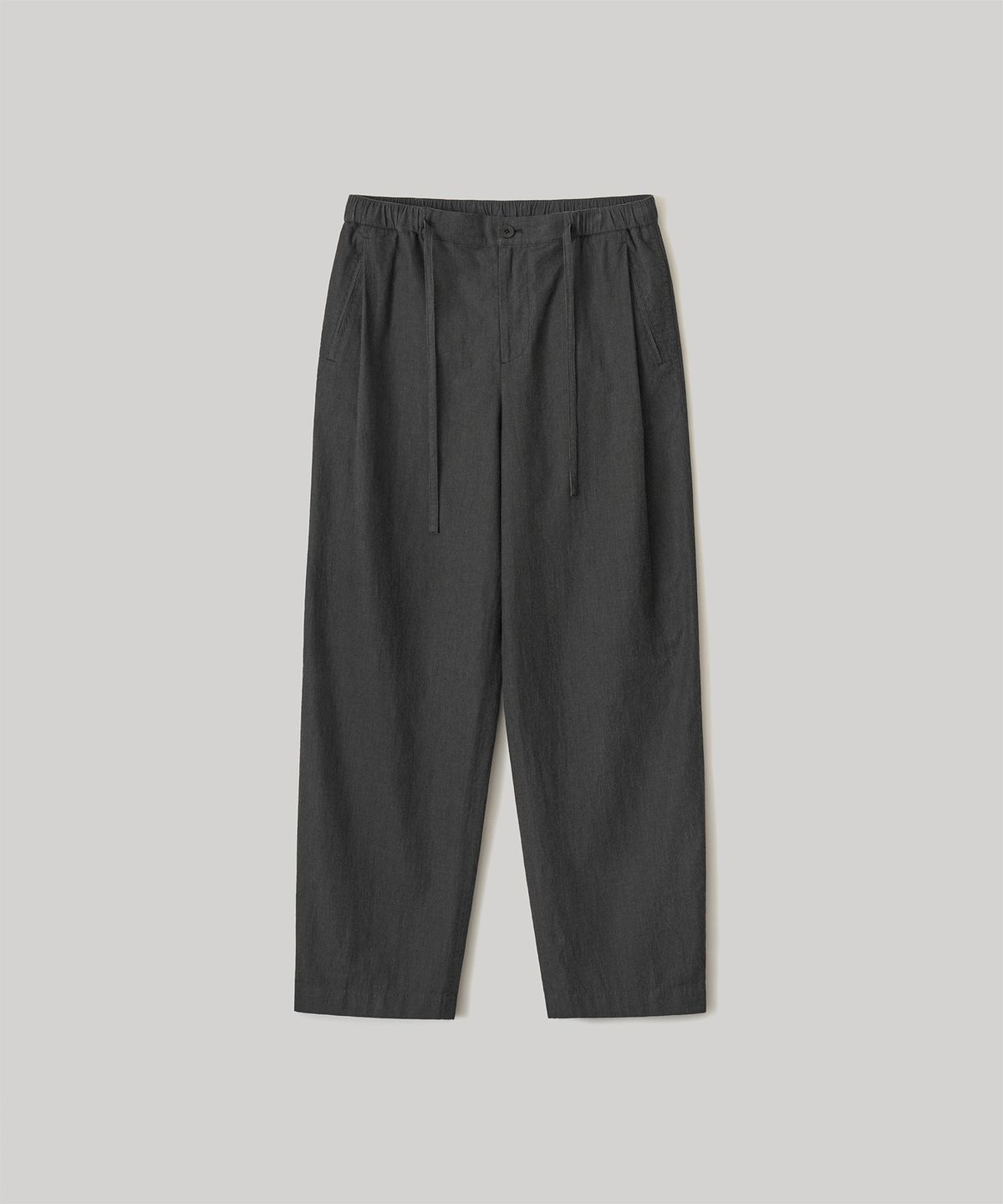 어나더 오피스(ANOTHER OFFICE) Pique Chambray Easy Pants (Black-Stripe)