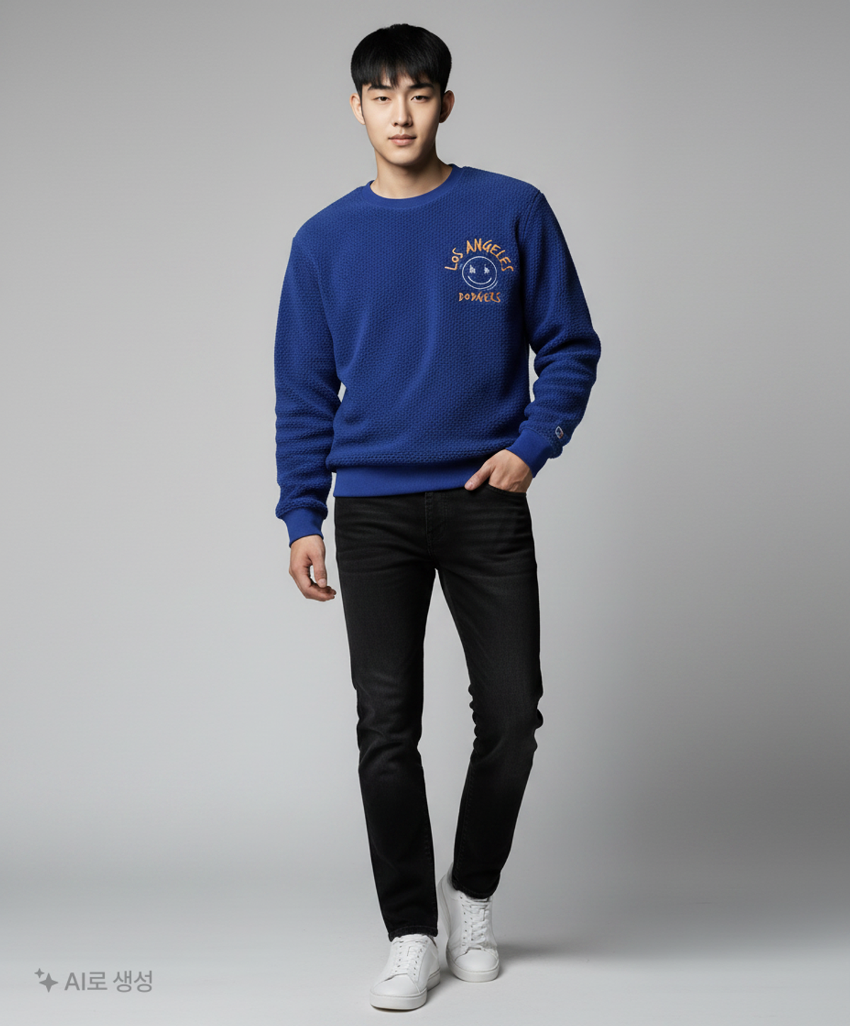 엠엘비(MLB) LIKE 스마일 후리스 메가 오버핏 맨투맨 LA (Indigo) 95