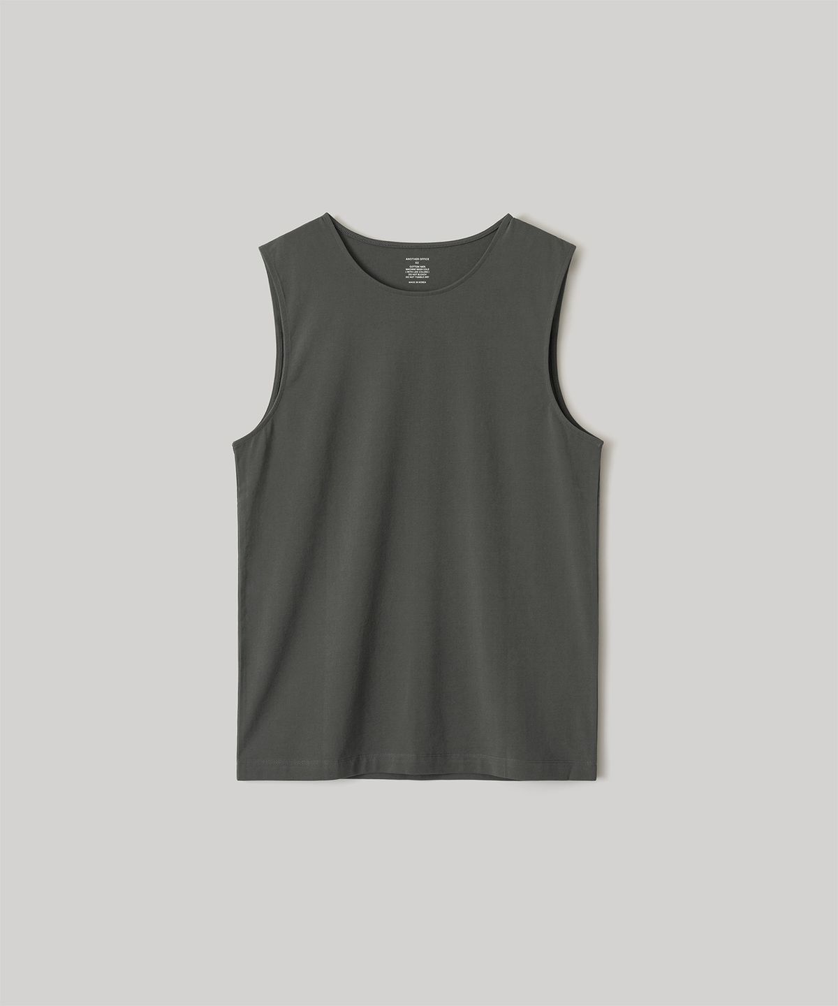 어나더 오피스(ANOTHER OFFICE) Dyed Ribbed Scoop Neck Tank (Charcoal)