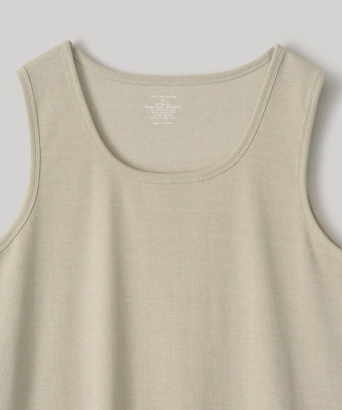 어나더 오피스(ANOTHER OFFICE) Dyed Ribbed Scoop Neck Tank (Beige)