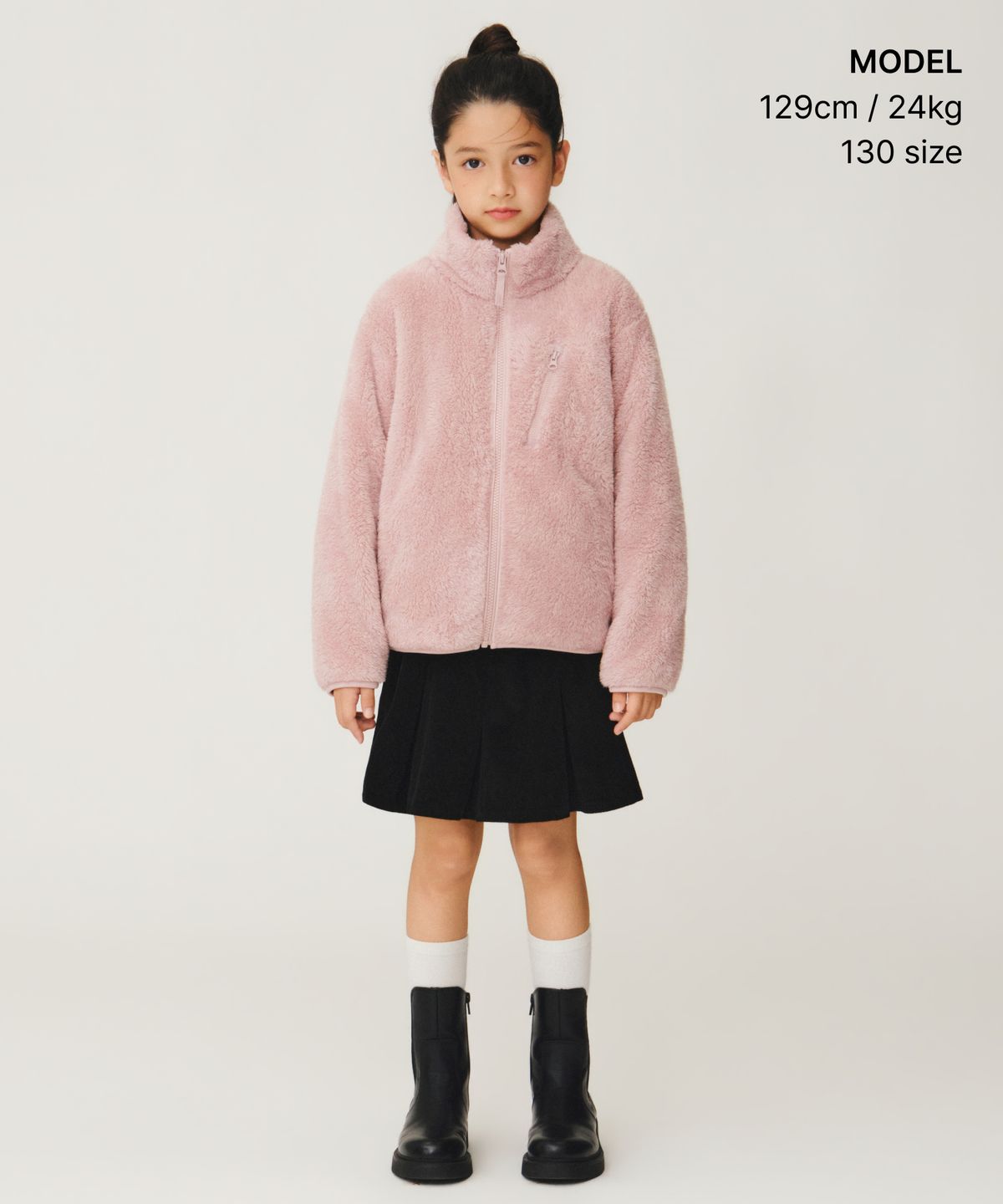 무신사 스탠다드 키즈(MUSINSA STANDARD KIDS) [시티 레저] 플러피 플리스 집업 재킷 [페일 핑크]