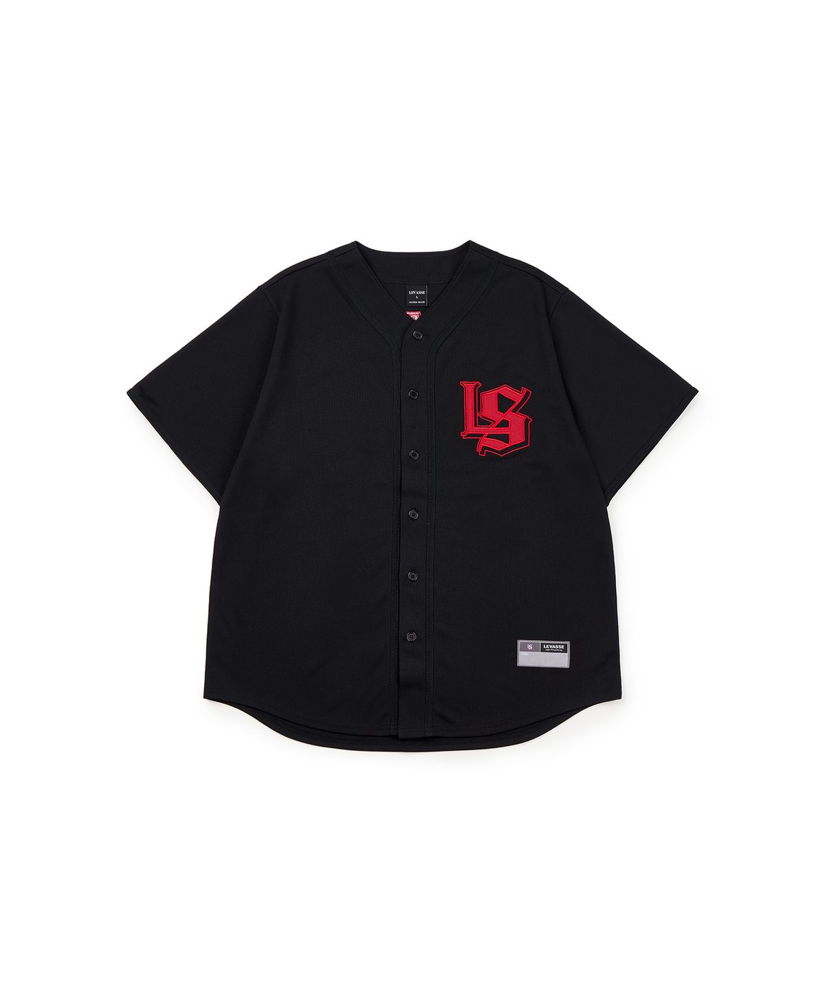 르바세(LEVASSE) Mesh Baseball Regular-fit Jersey_Black/Red