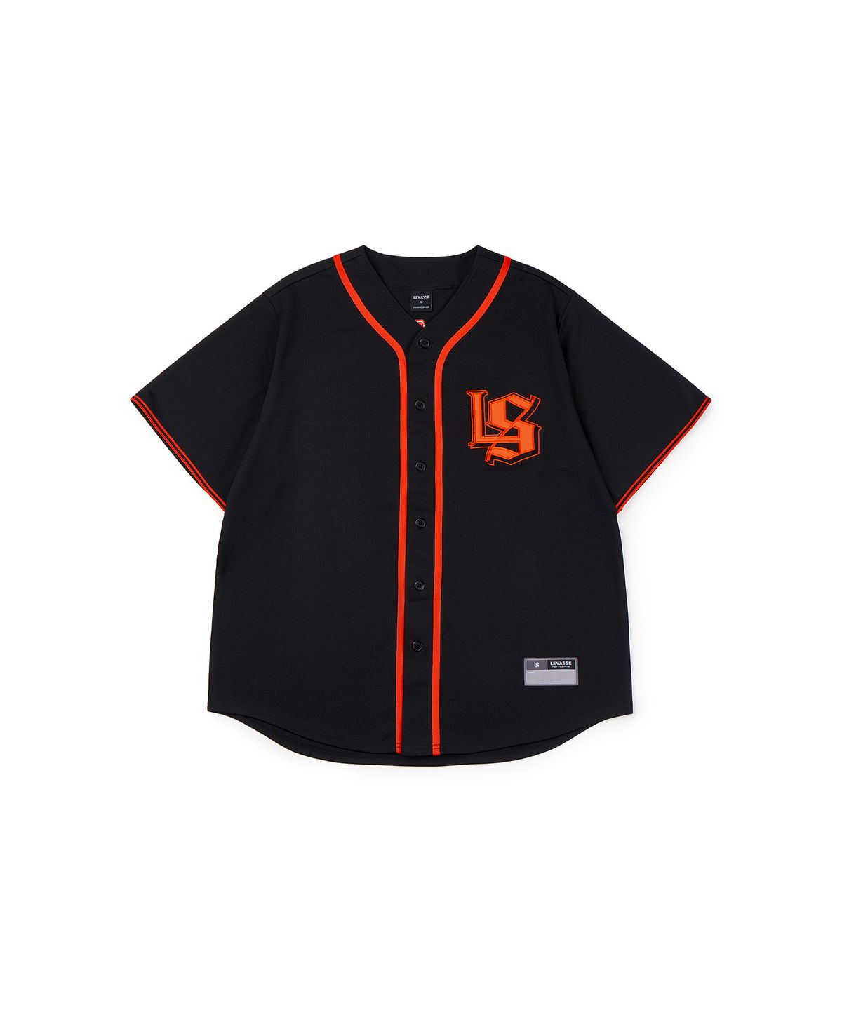 르바세(LEVASSE) Mesh Baseball Regular-fit Jersey_Black/Orange