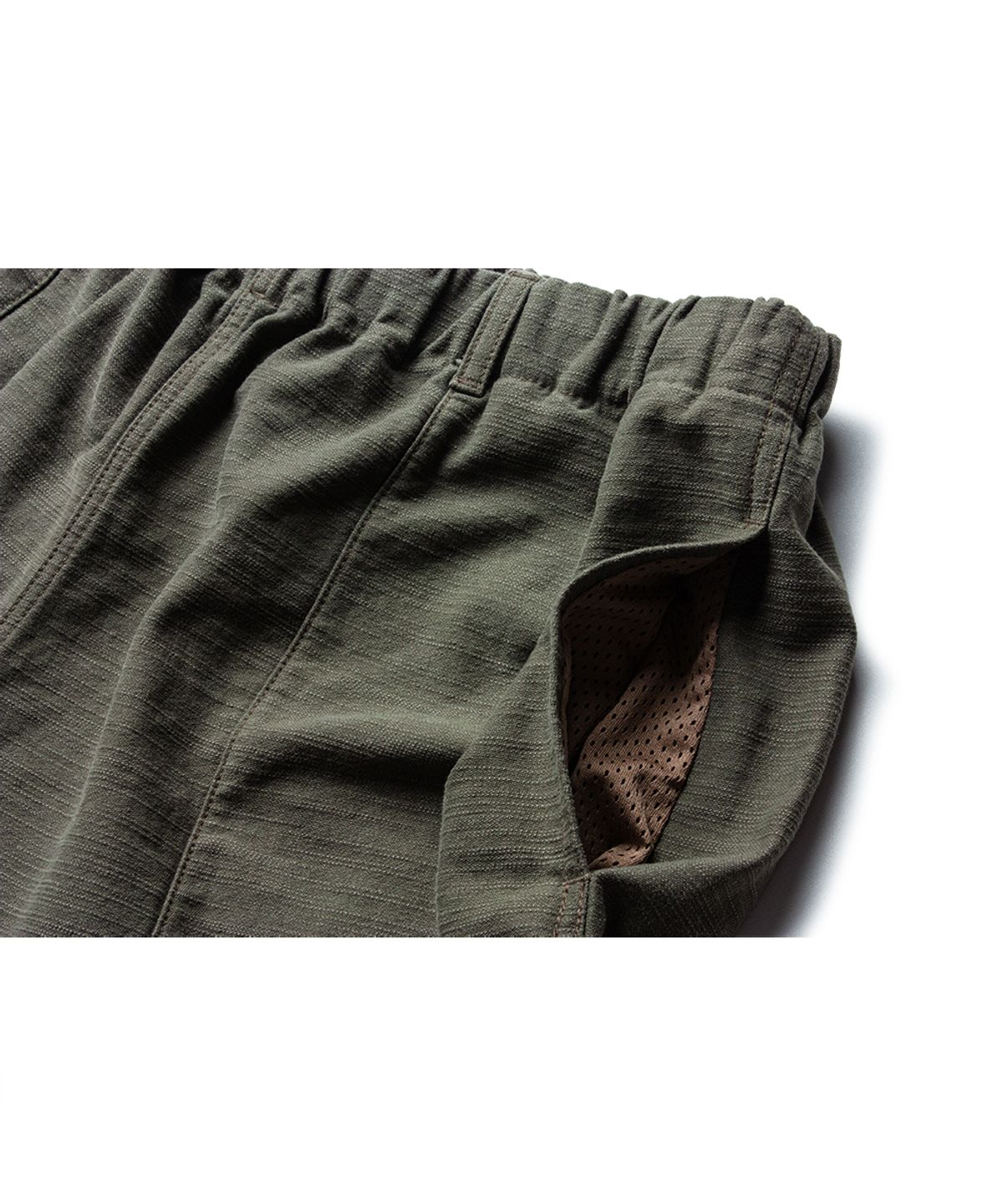 더 레스큐(THE RESQ) COTTON SLUB YOSEMITE CAMP SHORTS [MOSS OLIVE]