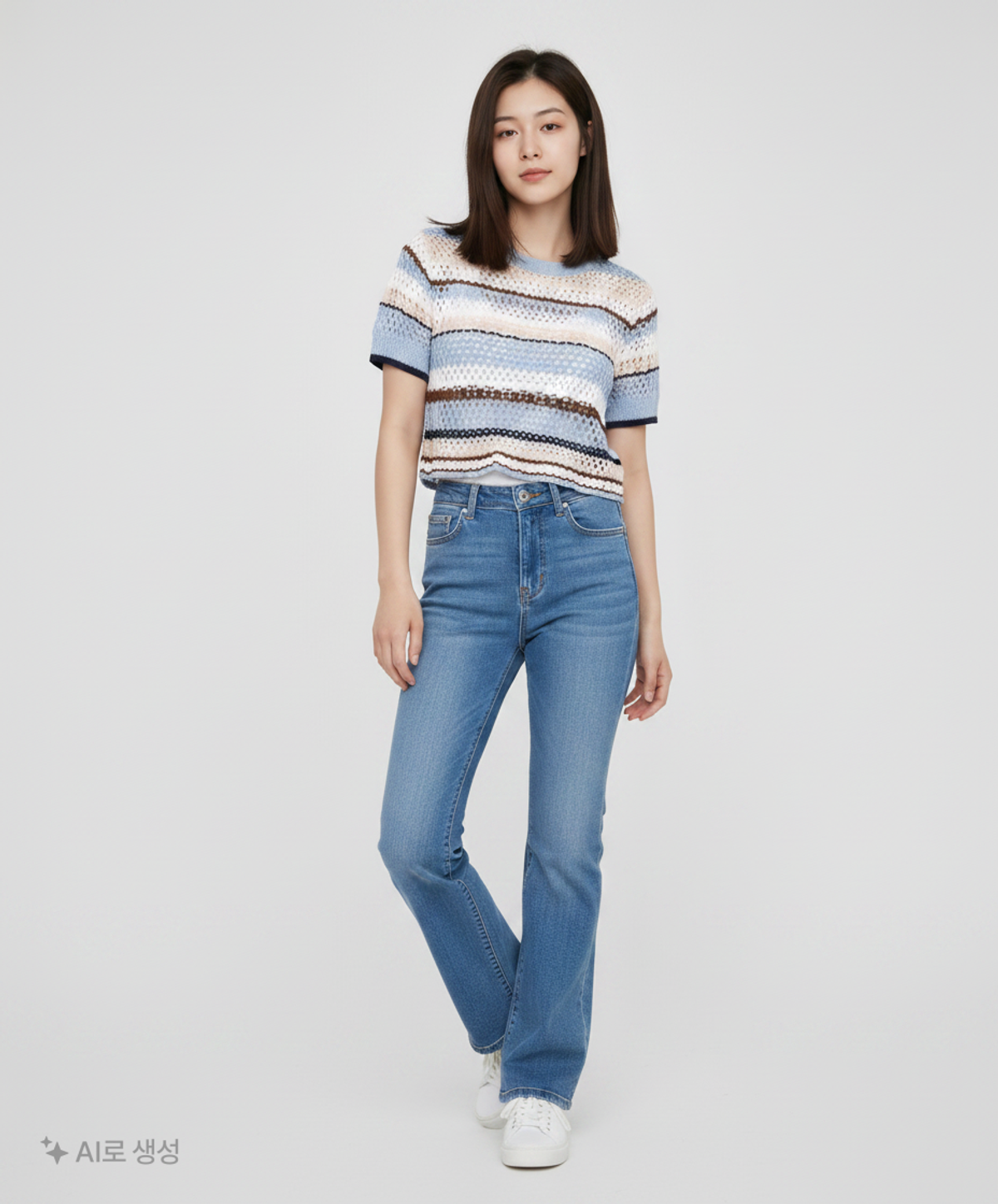 미쏘(MIXXO) 스카시 멀티스트라이프 반팔 풀오버 MIWKAC714T L
