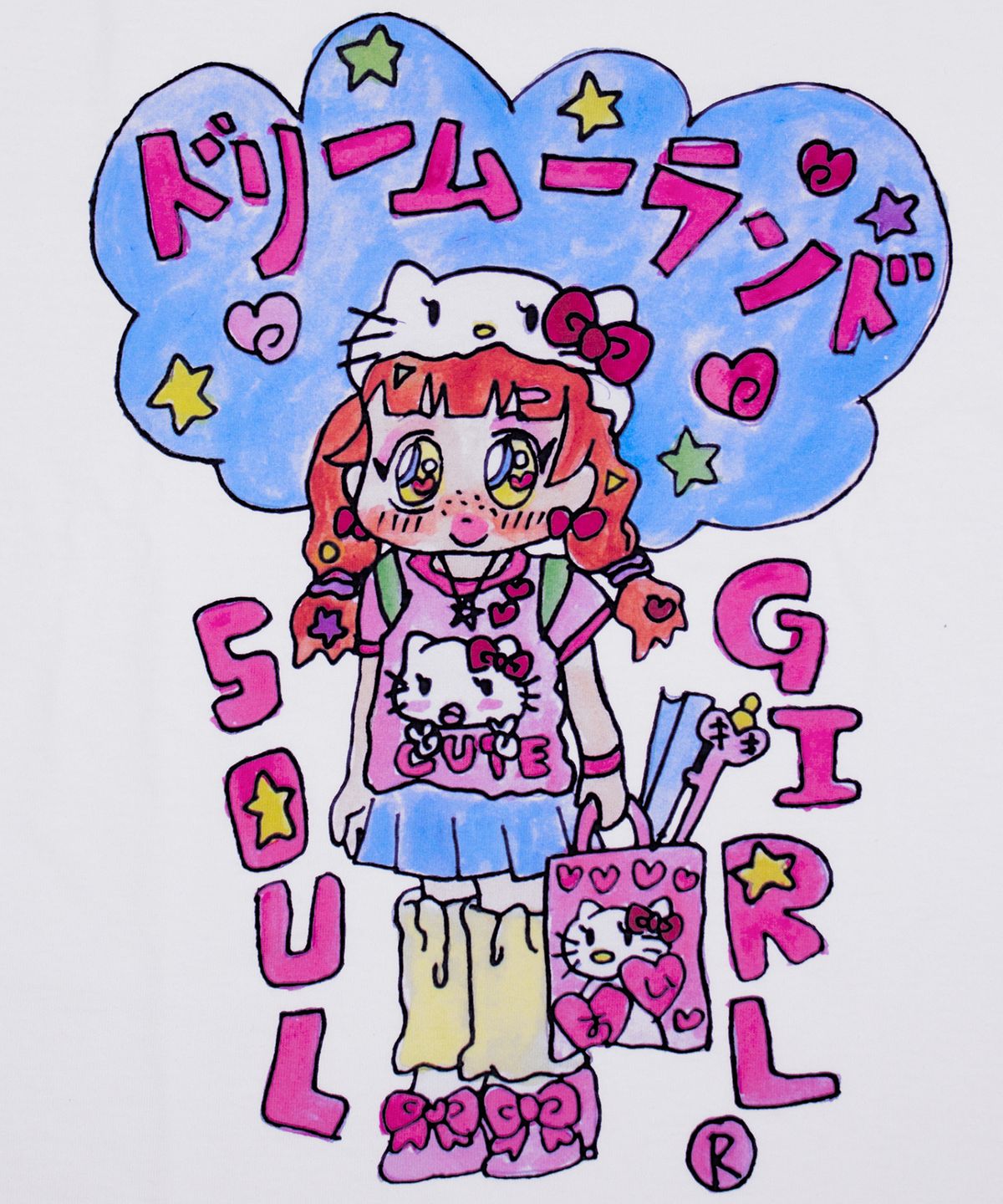 소울푸시캣(SOULPUSSSYCAT) SOULGIRL® x DORIMURANDO T-shirts (white)