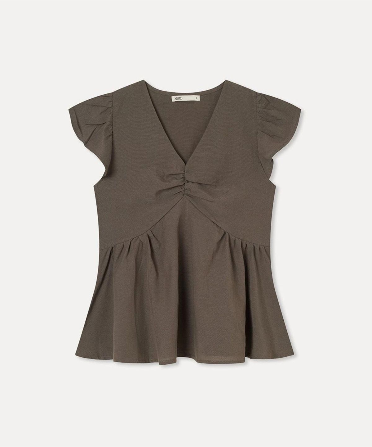 미쏘(MIXXO) v넥 셔링 블라우스_MIWBWG93SS