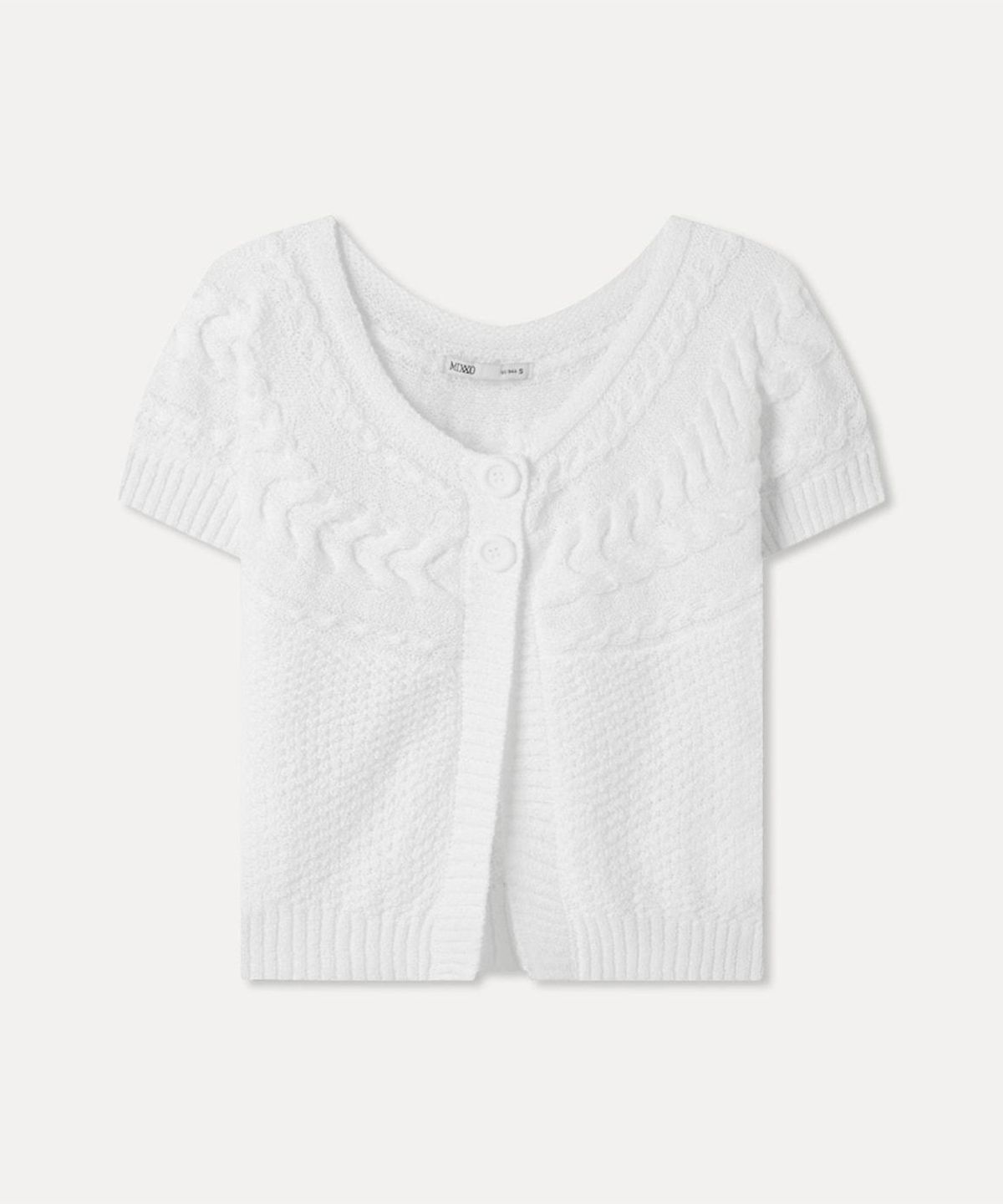 미쏘(MIXXO) 버튼형 반팔 가디건_MIWCKG909T