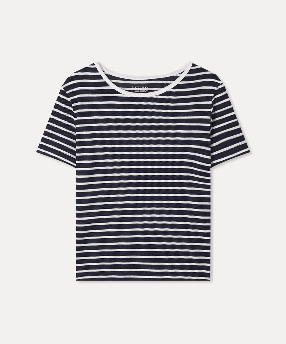 미쏘(MIXXO) 스트라이프 반팔 티셔츠_MIWHWG81AA