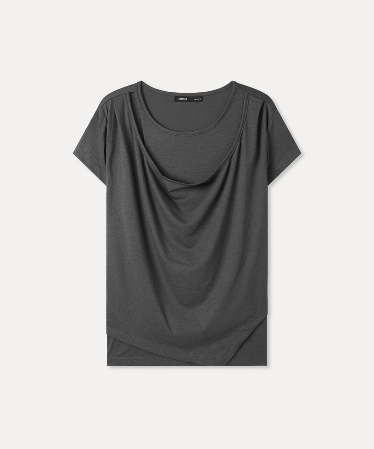 미쏘(MIXXO) 랩 레이어드 반팔 티셔츠_MIWHWG909A