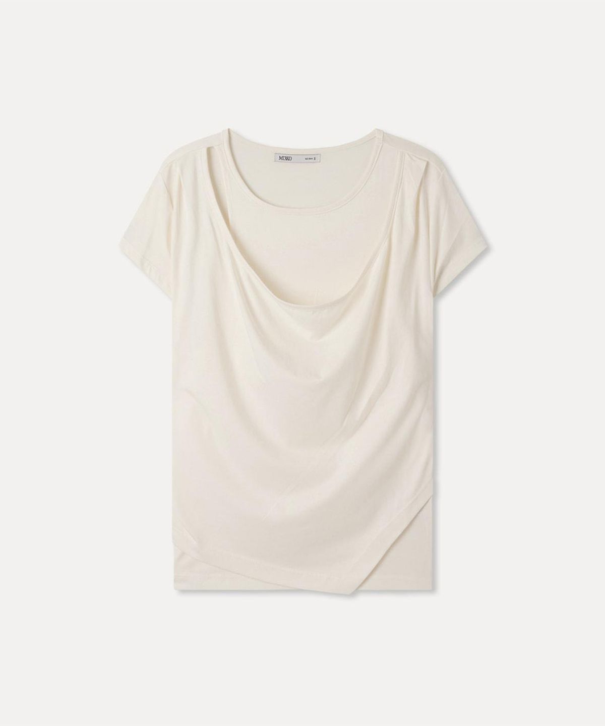 미쏘(MIXXO) 랩 레이어드 반팔 티셔츠_MIWHWG909A