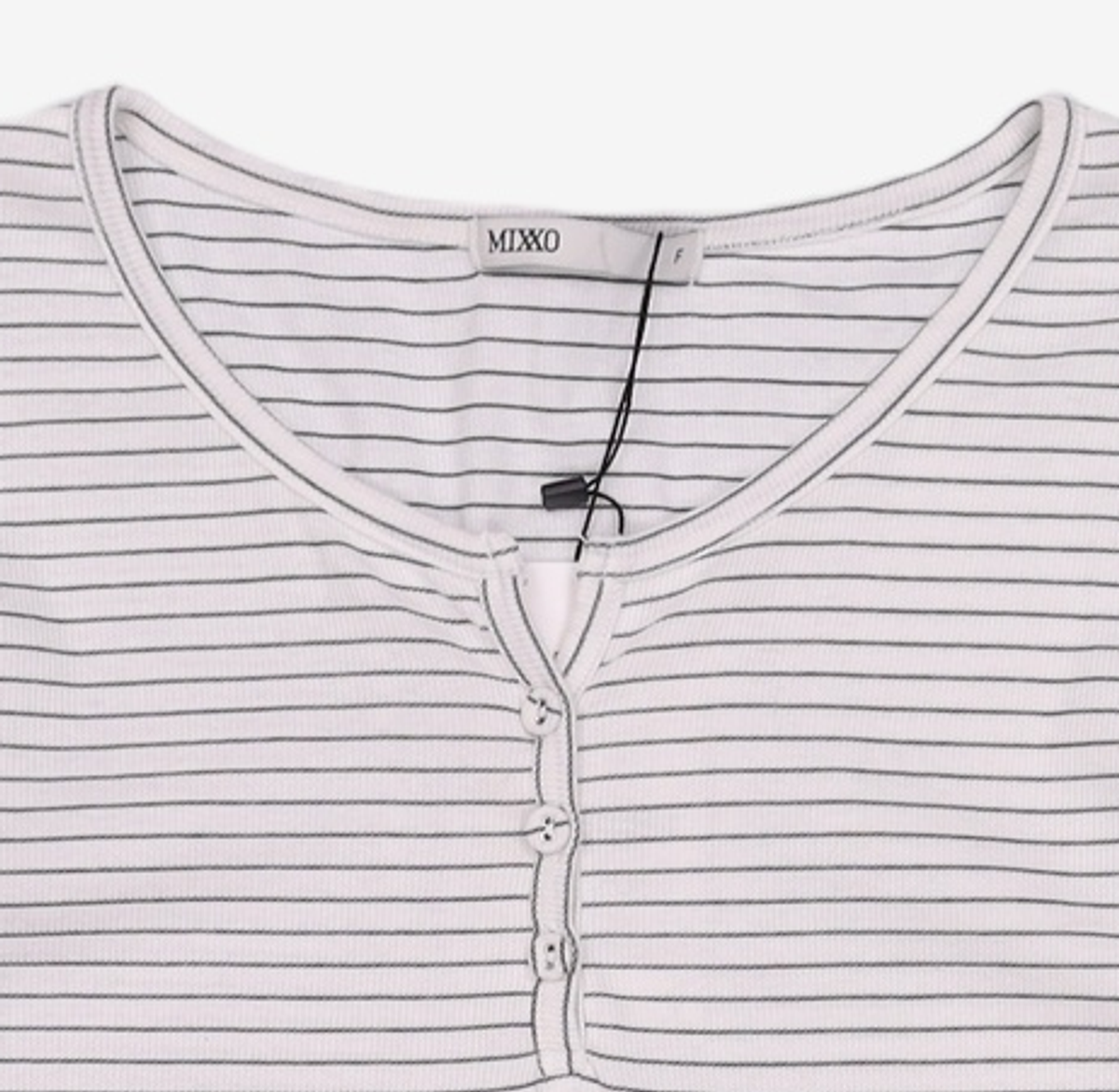 미쏘(MIXXO) 버튼업 스트라이프 티셔츠_MIWLWG42MS FREE