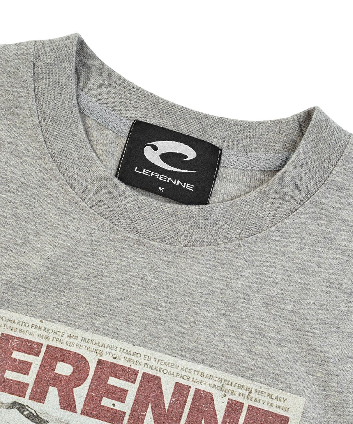 르렌느(LERENNE) Magazine Printed T-Shirt - Grey