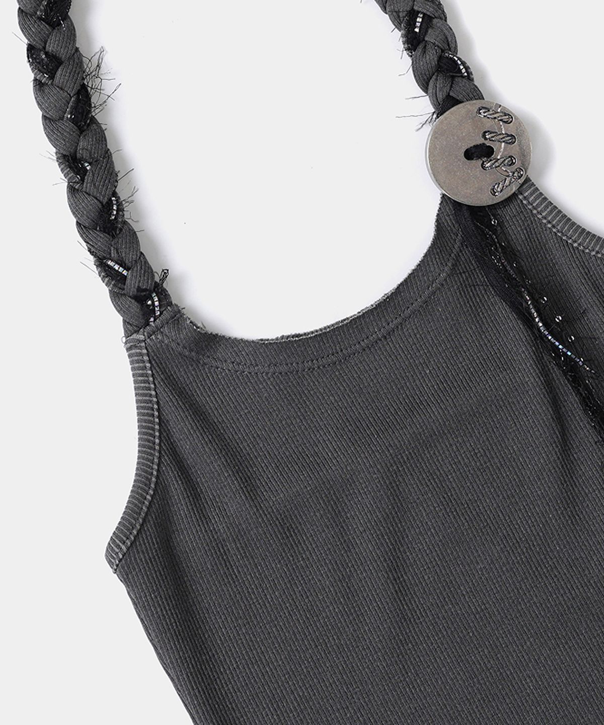 루펀(LOOFUN) Pendant Braid Sleeveless / 펜던트 브레이드 슬리브리스 [Charcoal]