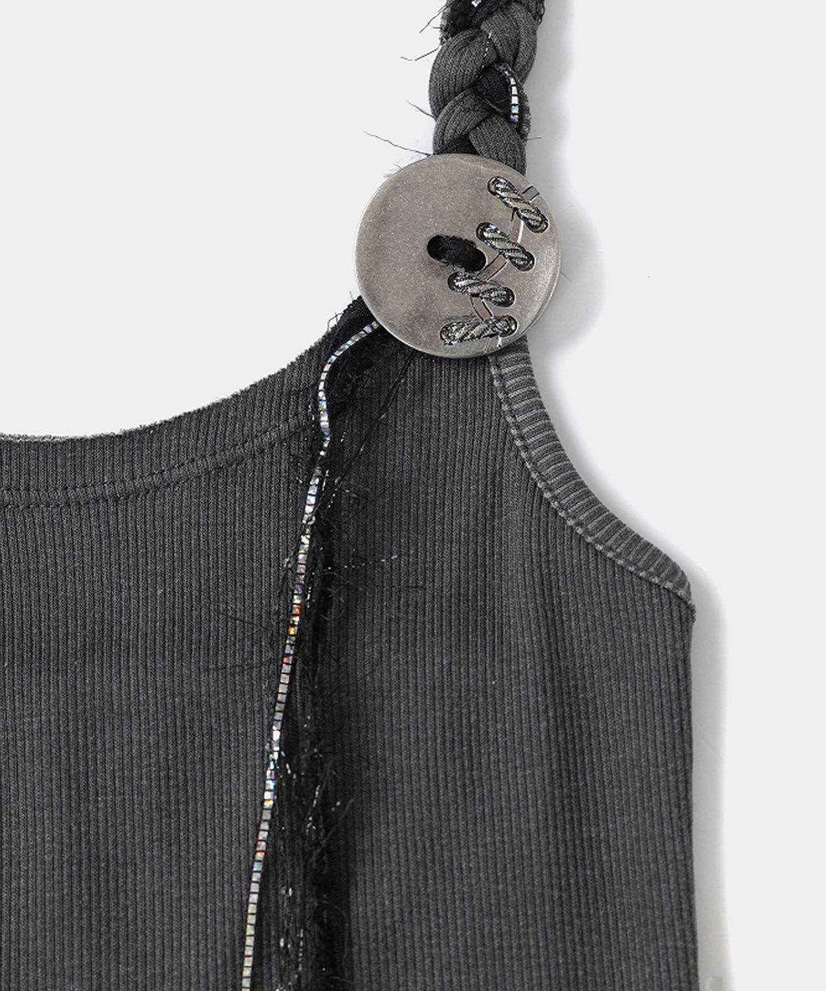 루펀(LOOFUN) Pendant Braid Sleeveless / 펜던트 브레이드 슬리브리스 [Charcoal]