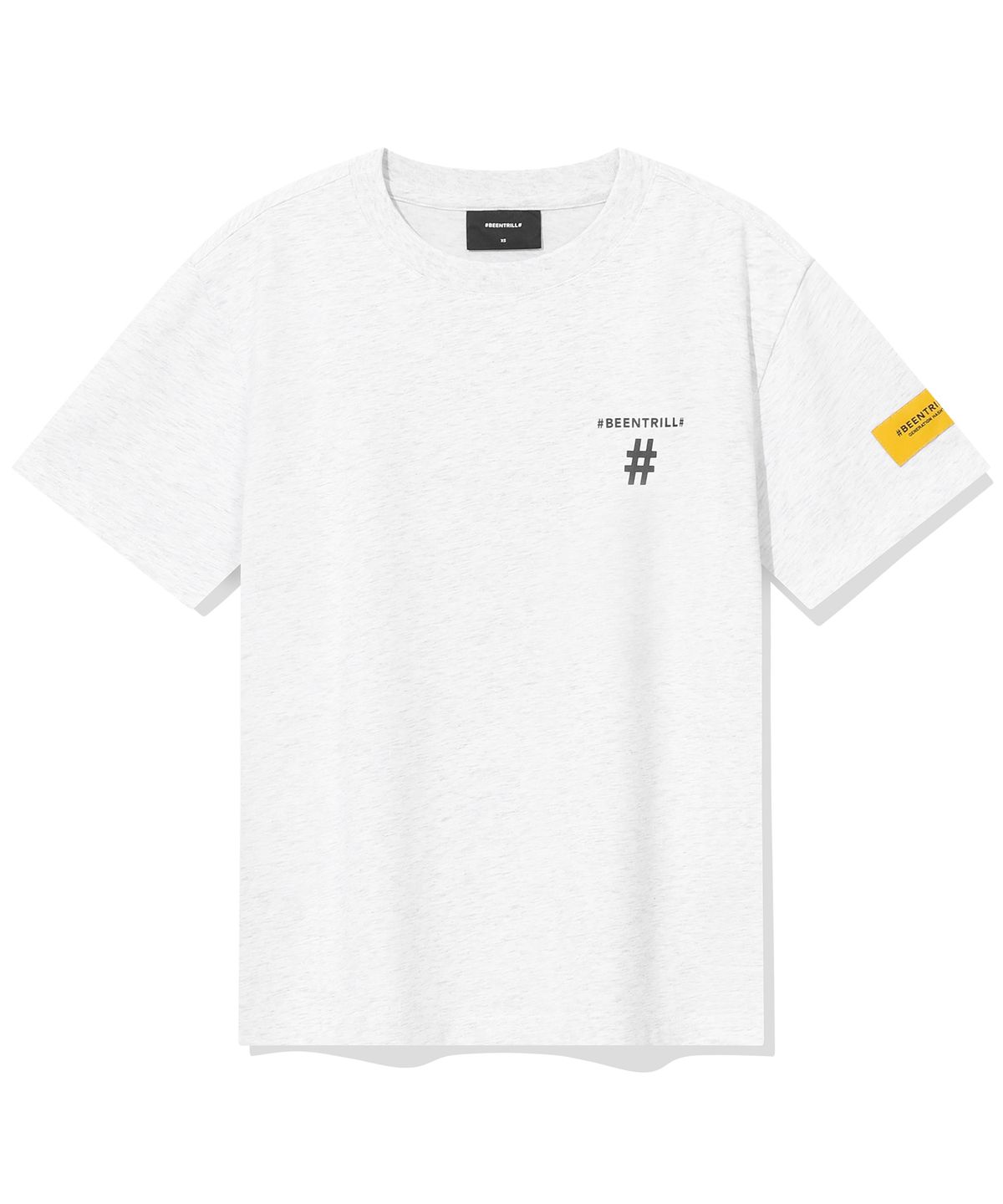 빈트릴(BEENTRILL) 우먼스 테이핑 해시태그 반팔티(아이스 그레이)