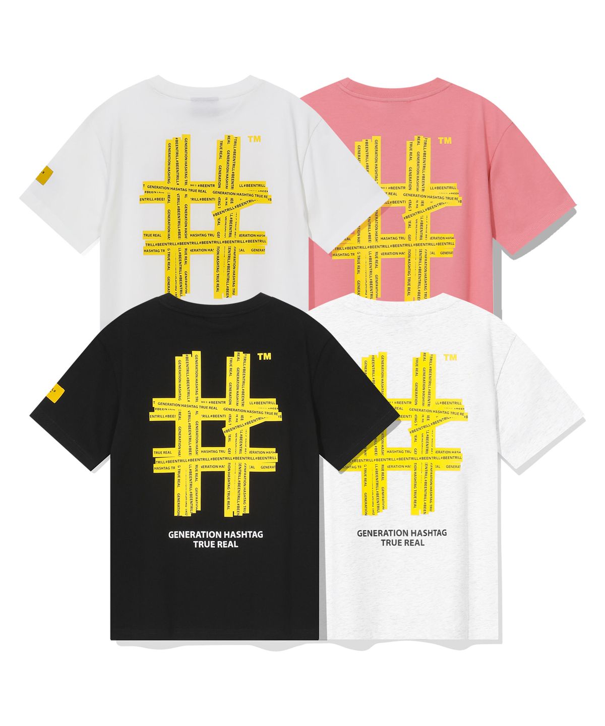 빈트릴(BEENTRILL) 우먼스 테이핑 해시태그 반팔티(아이스 그레이)