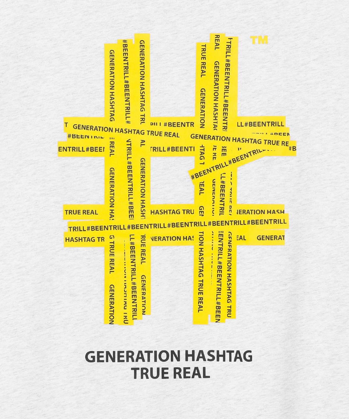 빈트릴(BEENTRILL) 테이핑 해시태그 오버핏 반팔티(아이스 그레이)