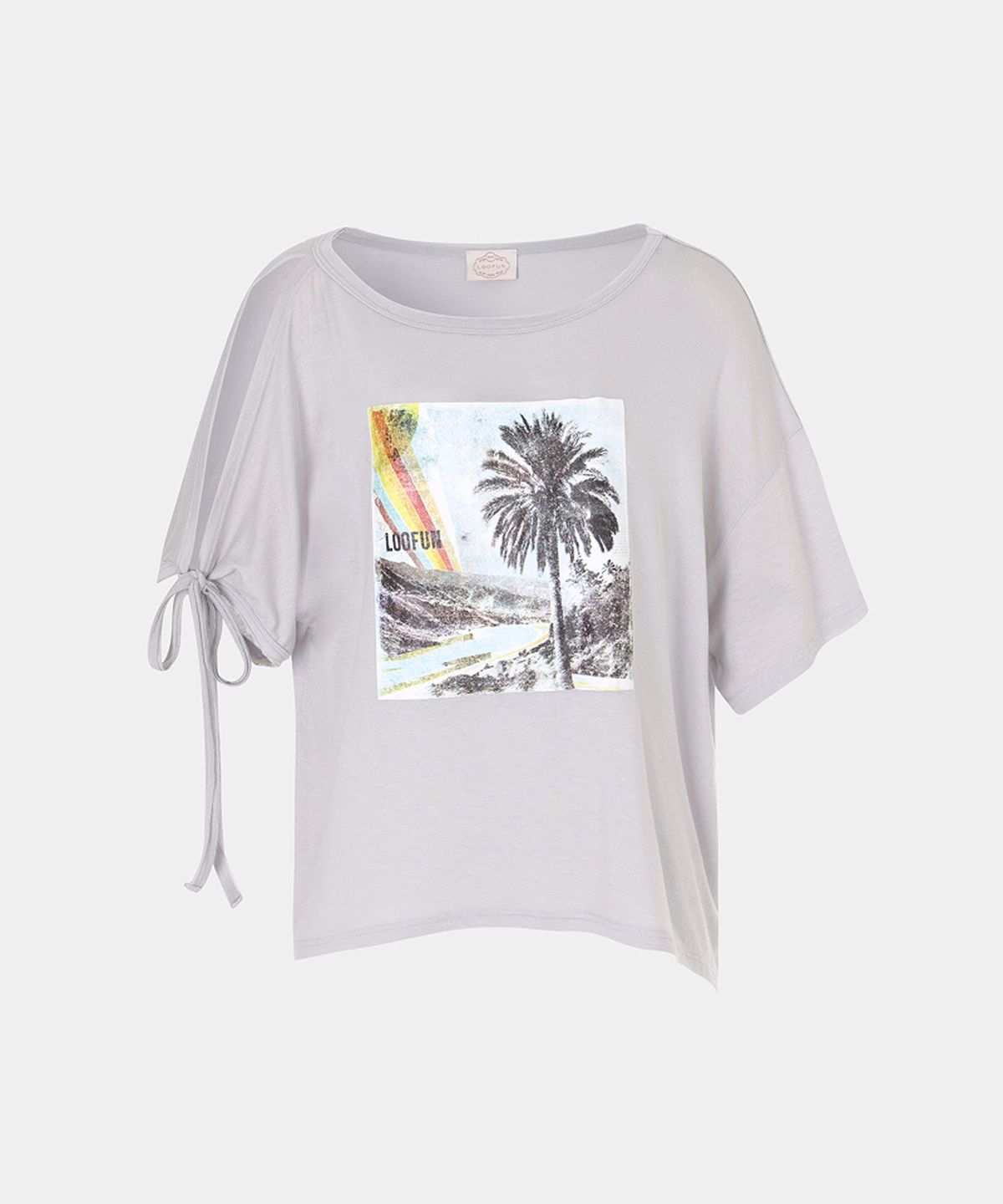 루펀(LOOFUN) Tropical Off-shoulder Tee / 트로피칼 오프숄더 티 [Light Gray]