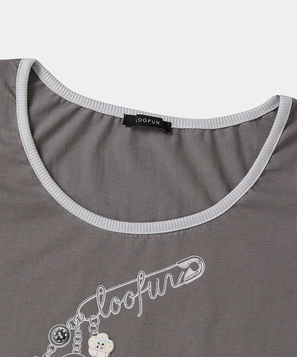 루펀(LOOFUN) Button Tamagotchi Tee / 버튼 다마고치 티 [Charcoal]