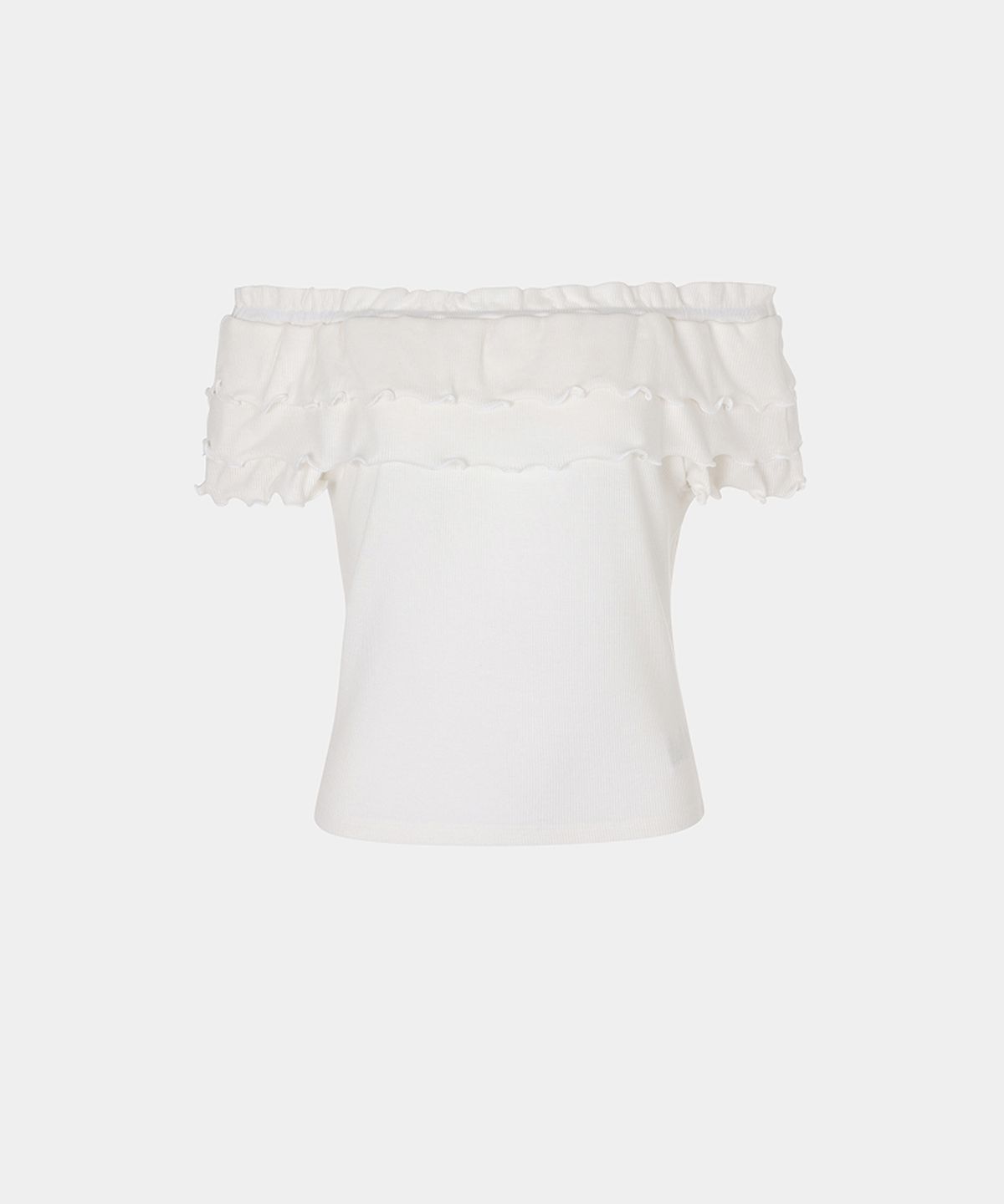 루펀(LOOFUN) Floral Tencel Ruffle Tee / 플로랄 텐셀 러플 티 [Cream]