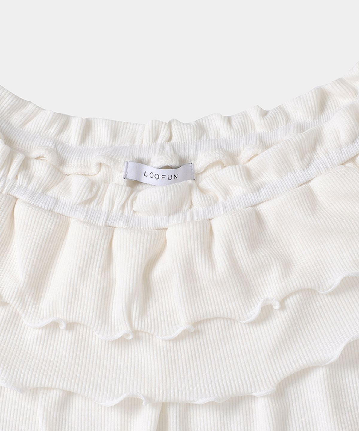 루펀(LOOFUN) Floral Tencel Ruffle Tee / 플로랄 텐셀 러플 티 [Cream]