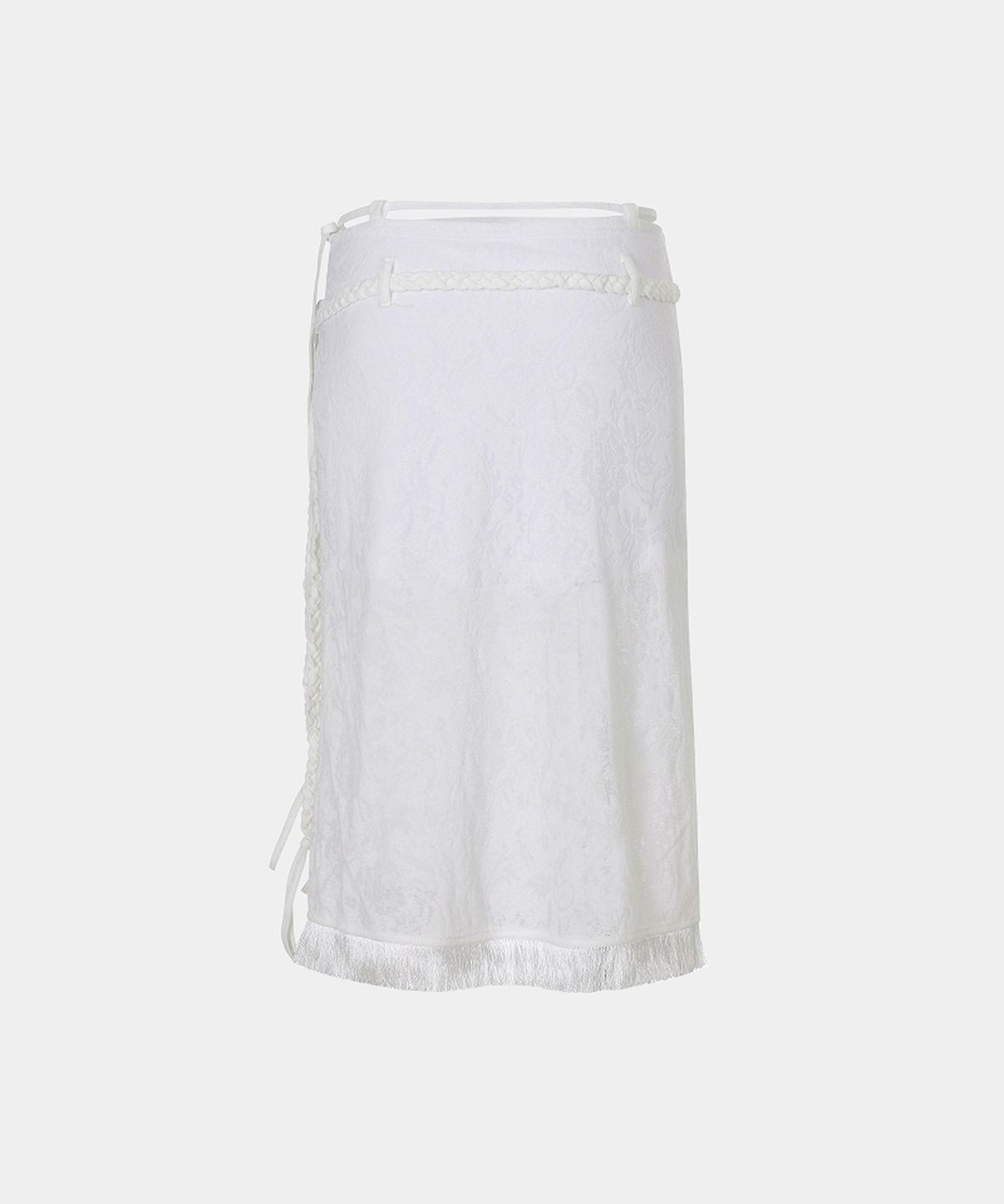 루펀(LOOFUN) Corsage Fringe Skirt / 코사지 프린지 스커트 [White]