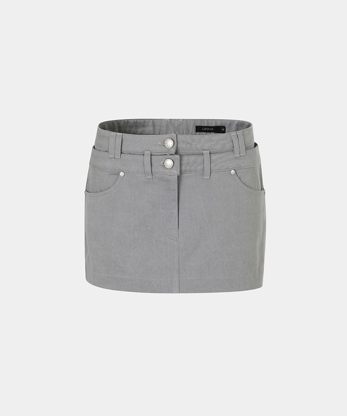 루펀(LOOFUN) Double-obi Cationic Skirt / 더블오비 카치온 스커트 [Gray]