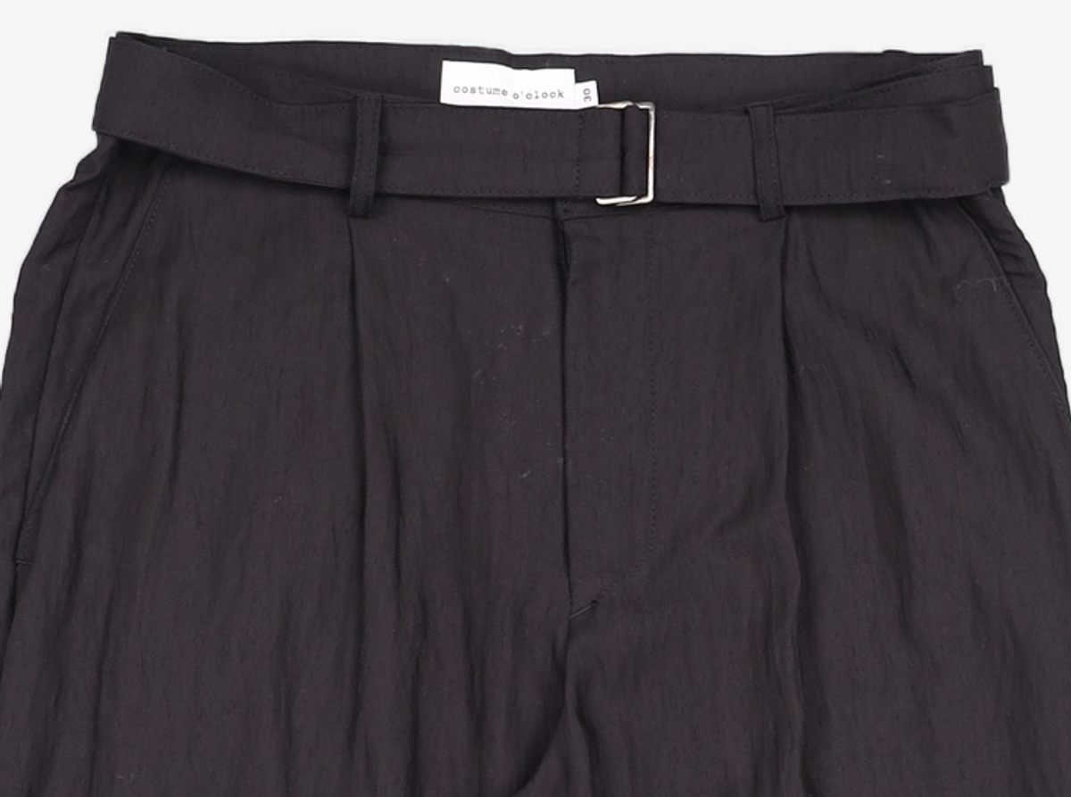 커스텀어클락(COSTUME O’CLOCK) 벨트 원턱 크롭 슬랙스 블랙 COOSPT174BLACK 30