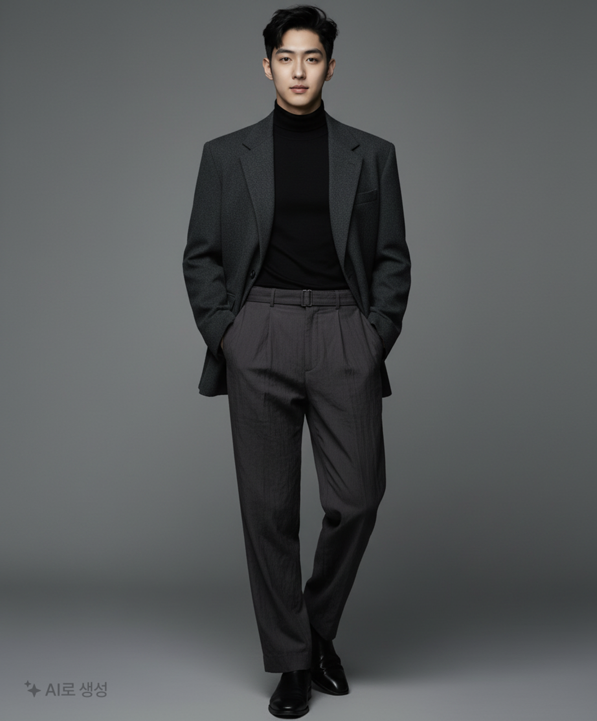 커스텀어클락(COSTUME O’CLOCK) 벨트 원턱 크롭 슬랙스 블랙 COOSPT174BLACK 30