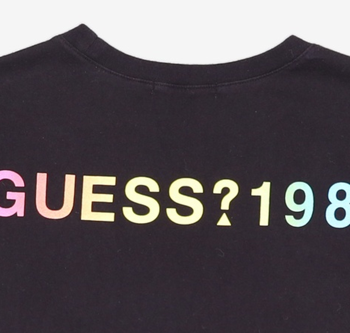 게스(GUESS) 남녀공용 게스로고 레인보우 프린트 세미오버 반팔티 L