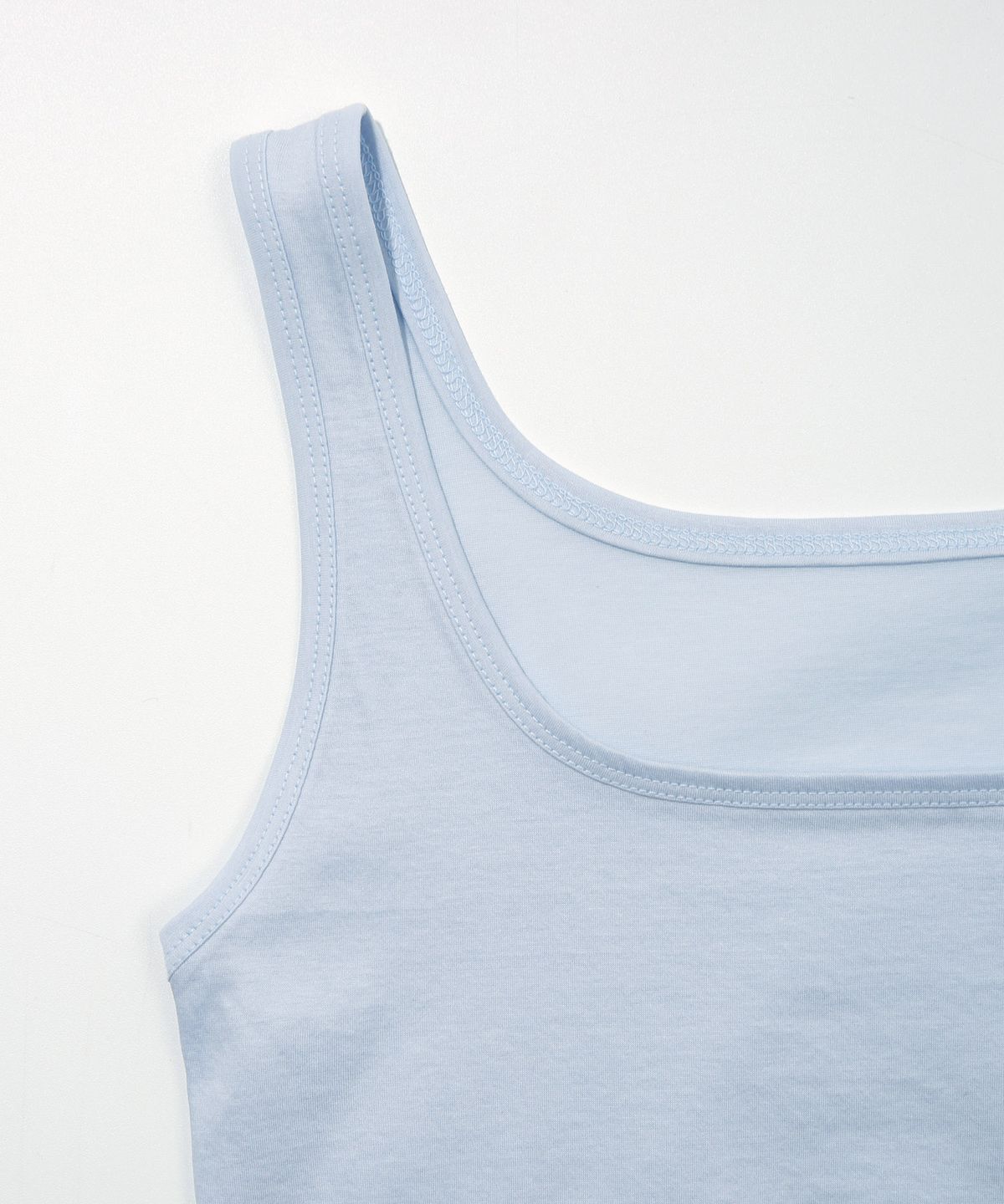 키지코(KIJIKO) ke504. Square Neck Cropped Sleeveless Light Blue