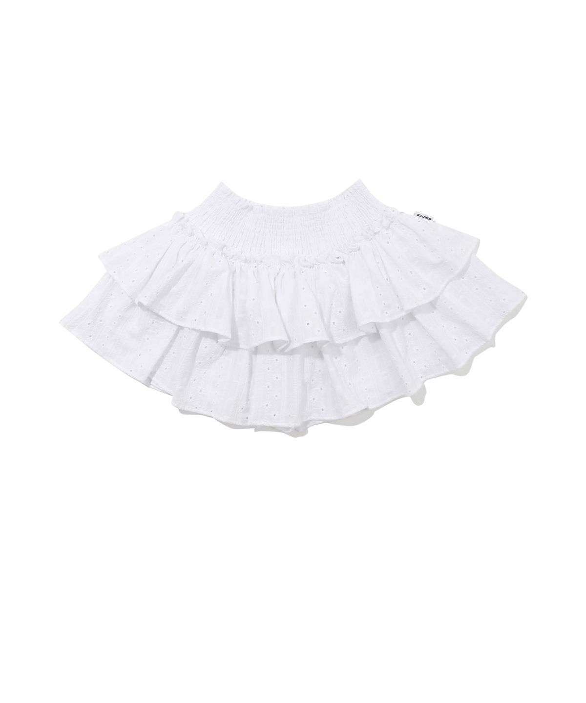 키지코(KIJIKO) ke703. Punching Frill Mini Skirt White