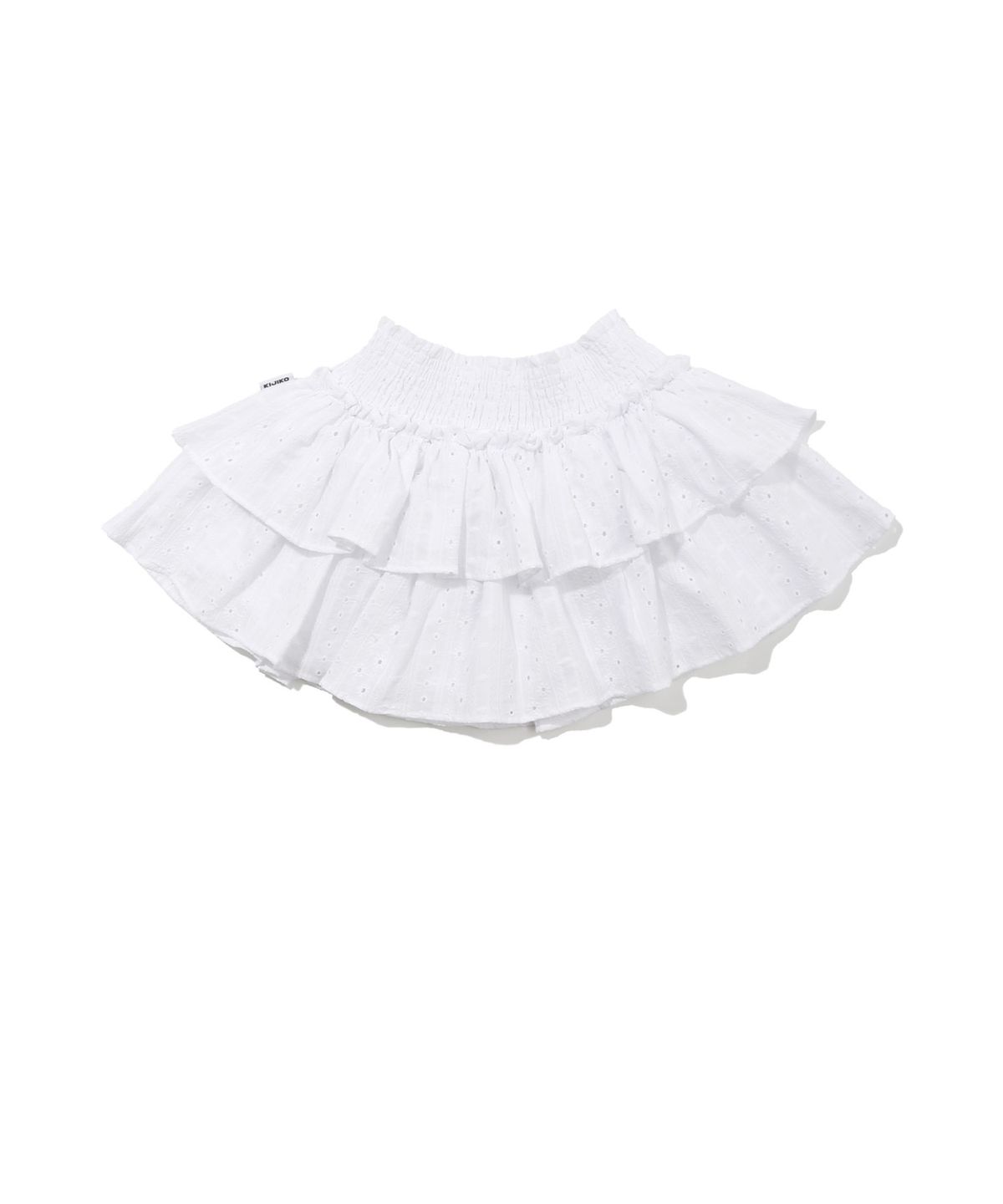 키지코(KIJIKO) ke703. Punching Frill Mini Skirt White