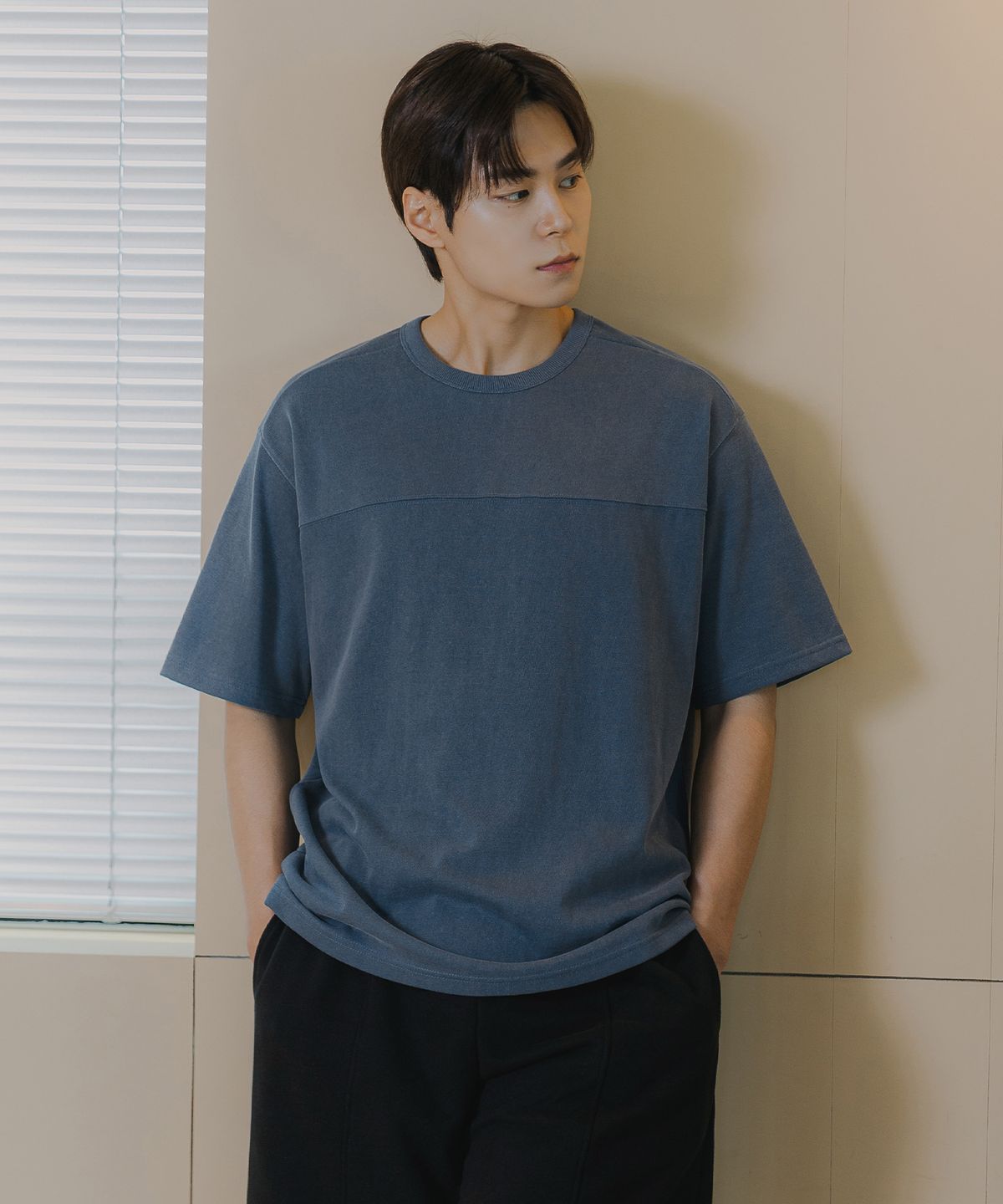 바켄(BAKKEN) [MEN] 피그먼트 어깨 절개 반팔티셔트 BK4208 (3COLOR)
