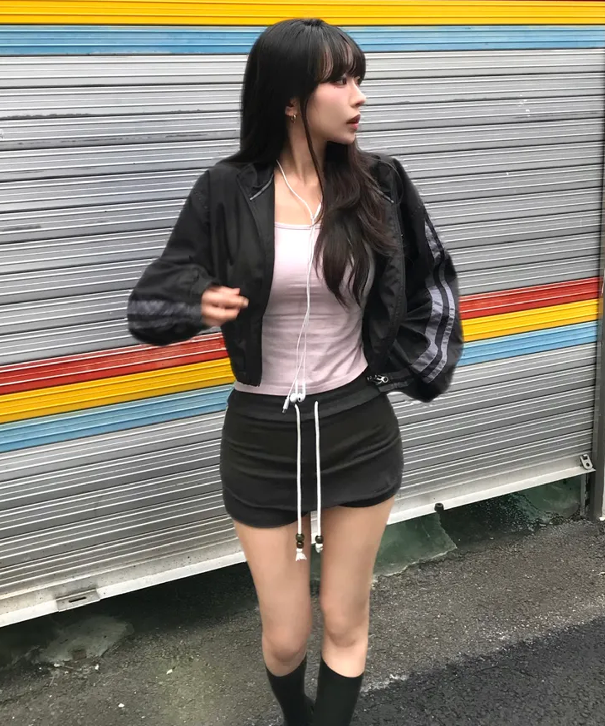 키지코(KIJIKO) ke704. Damage Mini Skirt Pants Charcoal