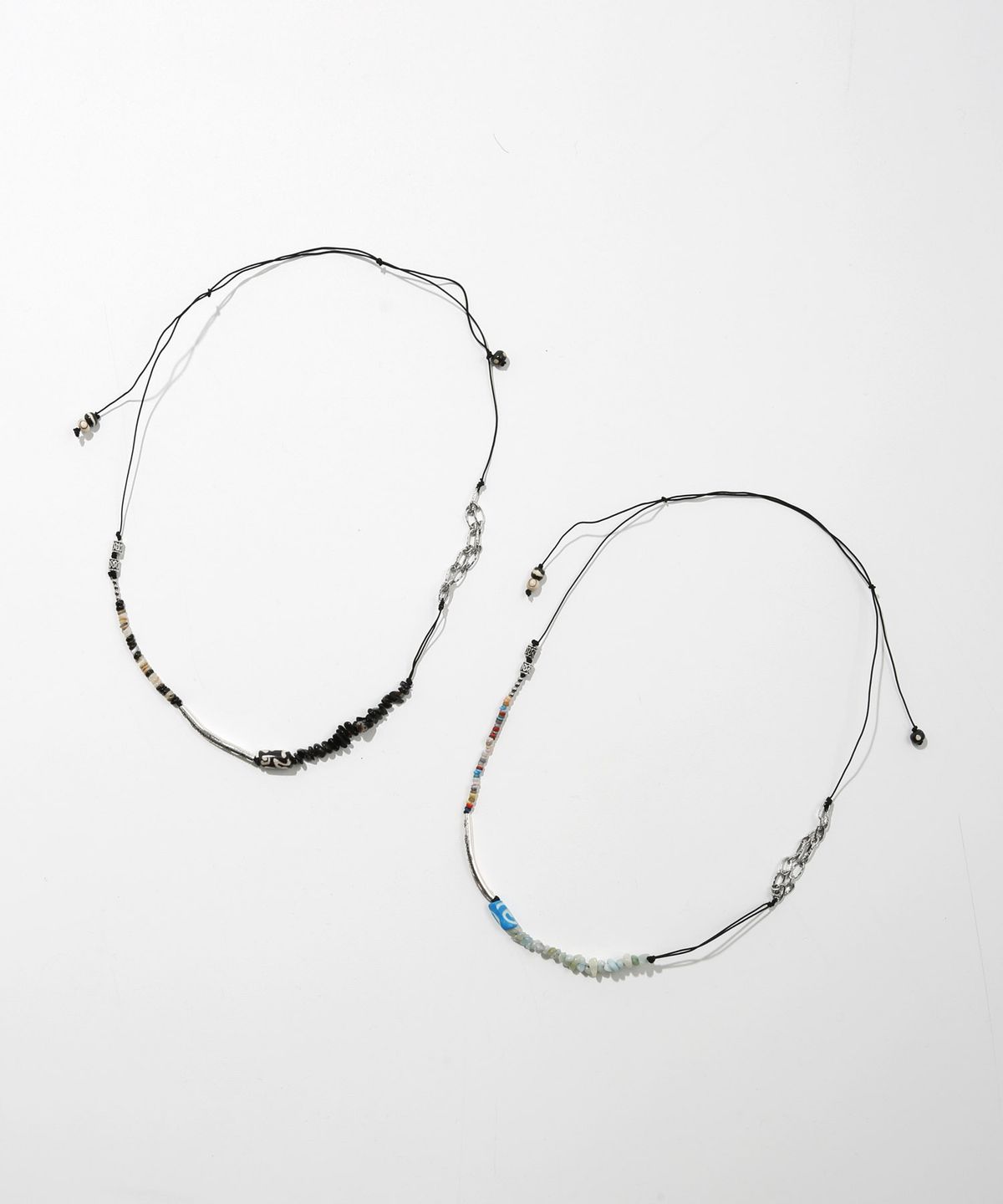 키지코(KIJIKO) ke908. Nomad Mix Beads Necklace Aqua Blue