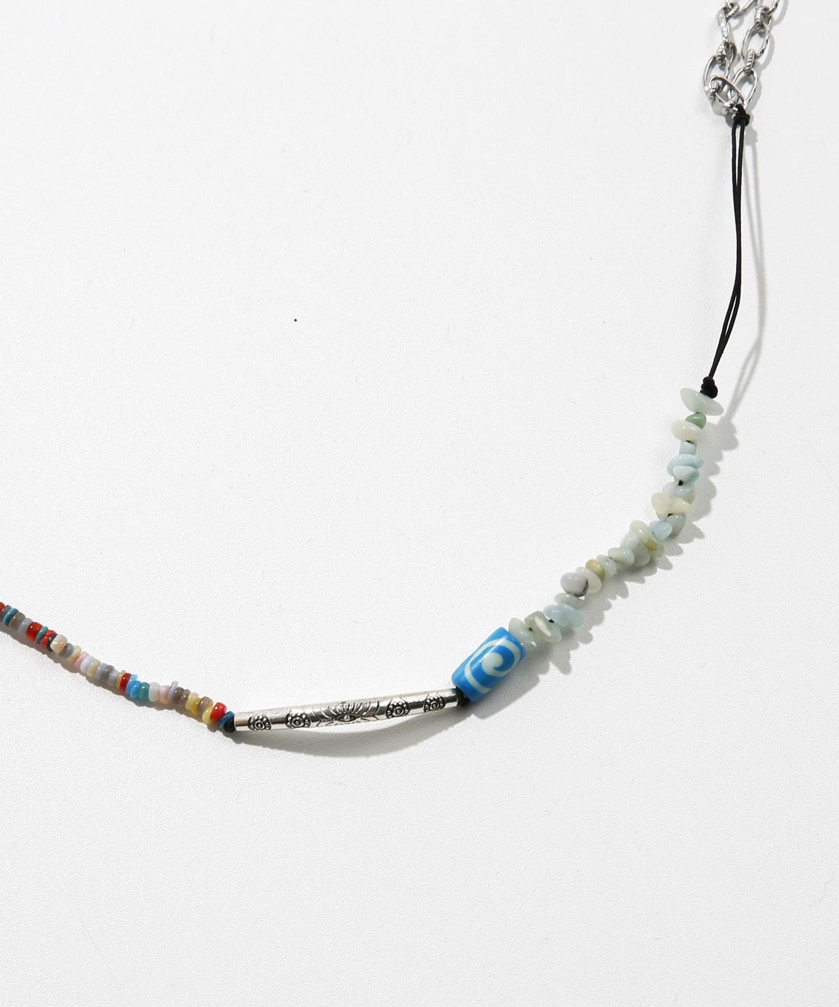 키지코(KIJIKO) ke908. Nomad Mix Beads Necklace Aqua Blue