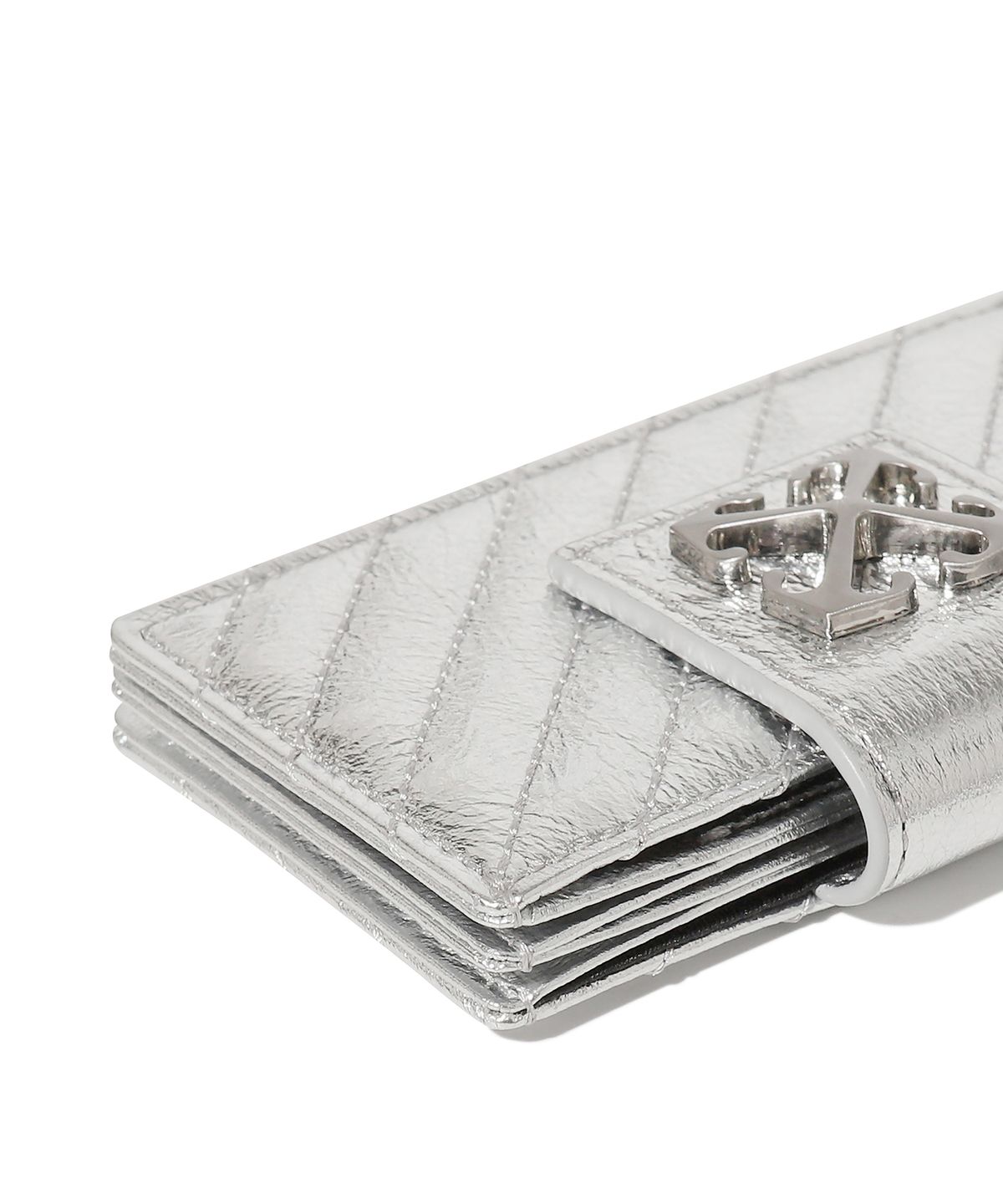 오프화이트(OFF-WHITE) Quilted Accordion Card Wallet (Silver)