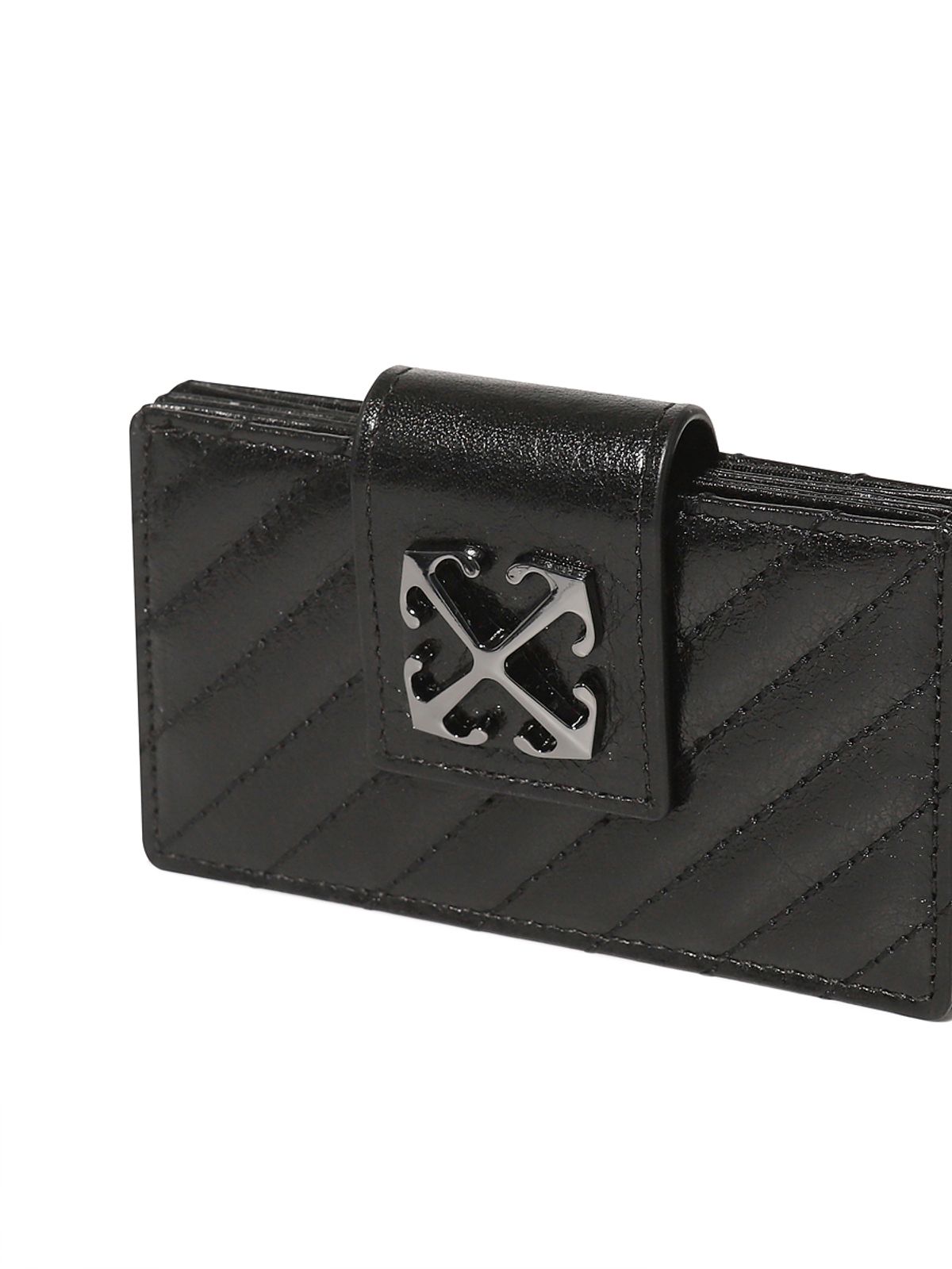 오프화이트(OFF-WHITE) Quilted Accordion Card Wallet (Black)