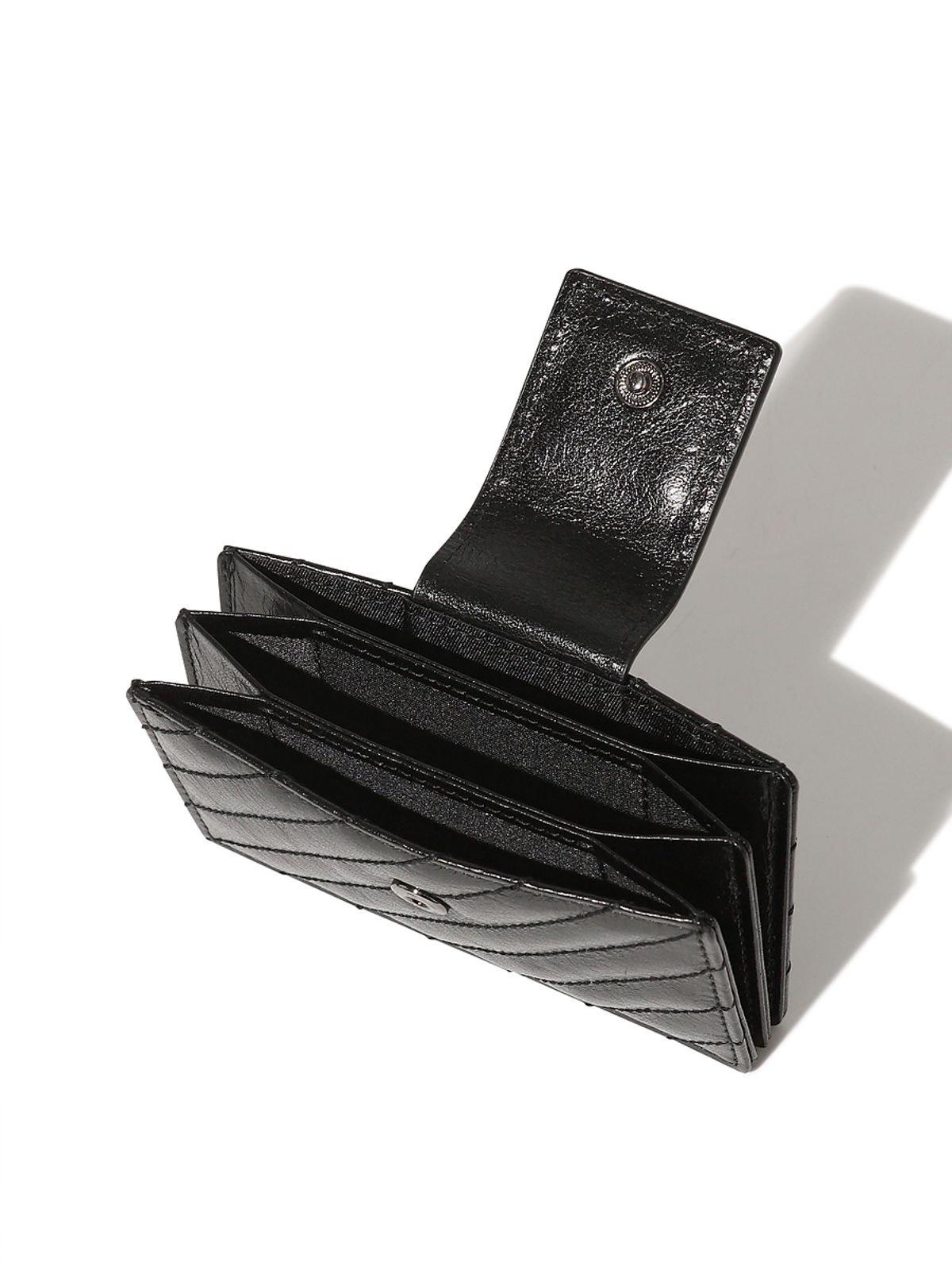 오프화이트(OFF-WHITE) Quilted Accordion Card Wallet (Black)