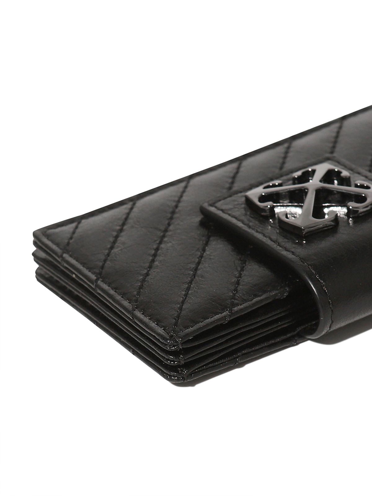 오프화이트(OFF-WHITE) Quilted Accordion Card Wallet (Black)