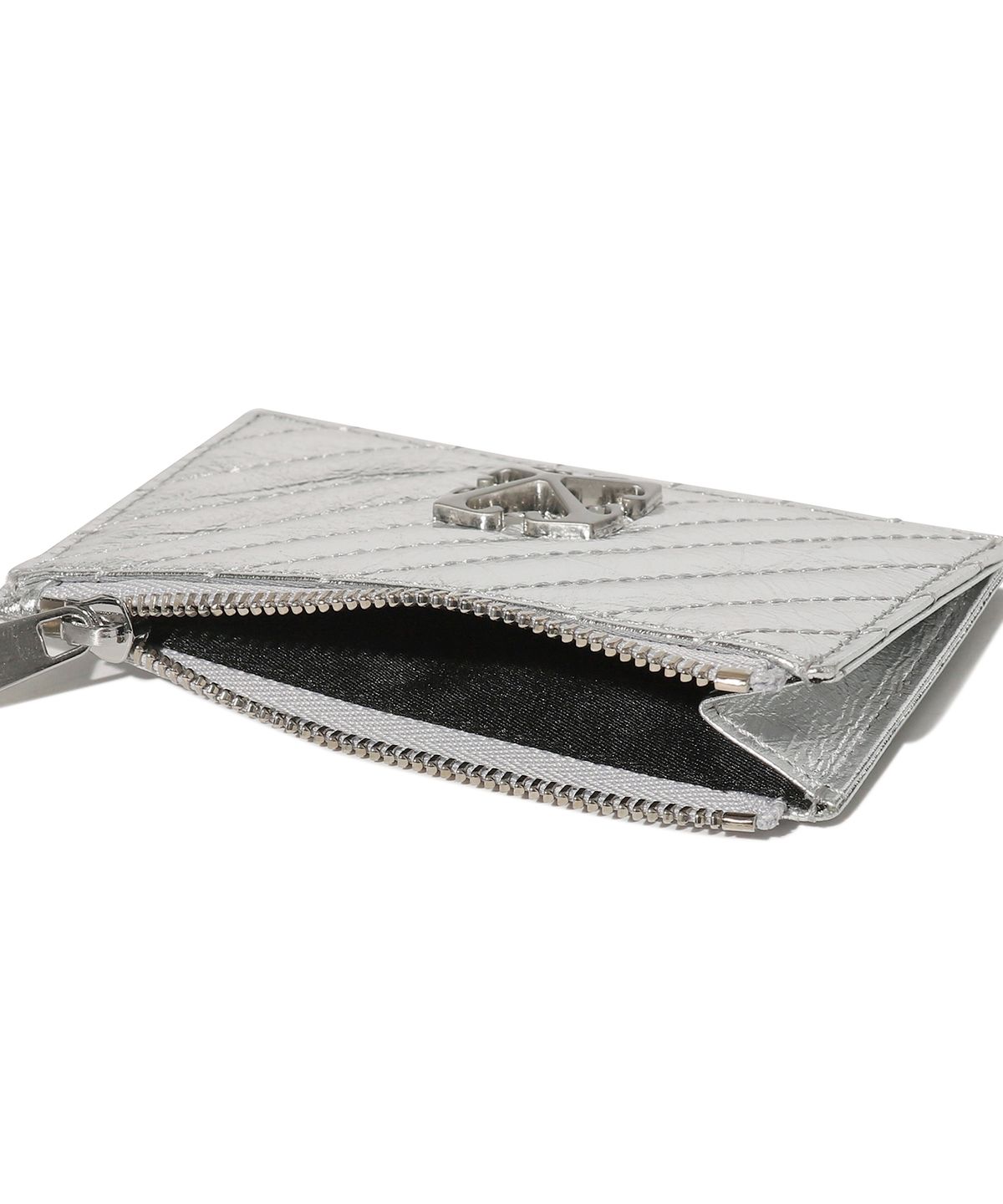 오프화이트(OFF-WHITE) Quilted Card Wallet Short (Silver)