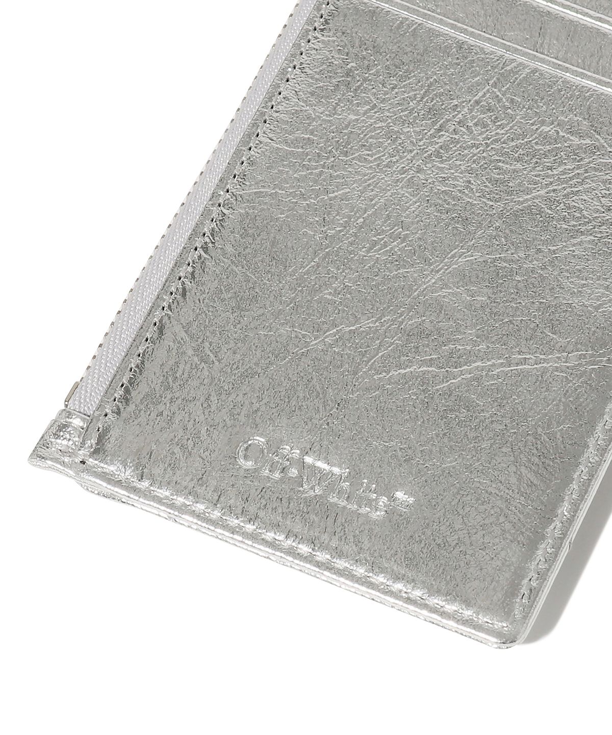 오프화이트(OFF-WHITE) Quilted Card Wallet Short (Silver)