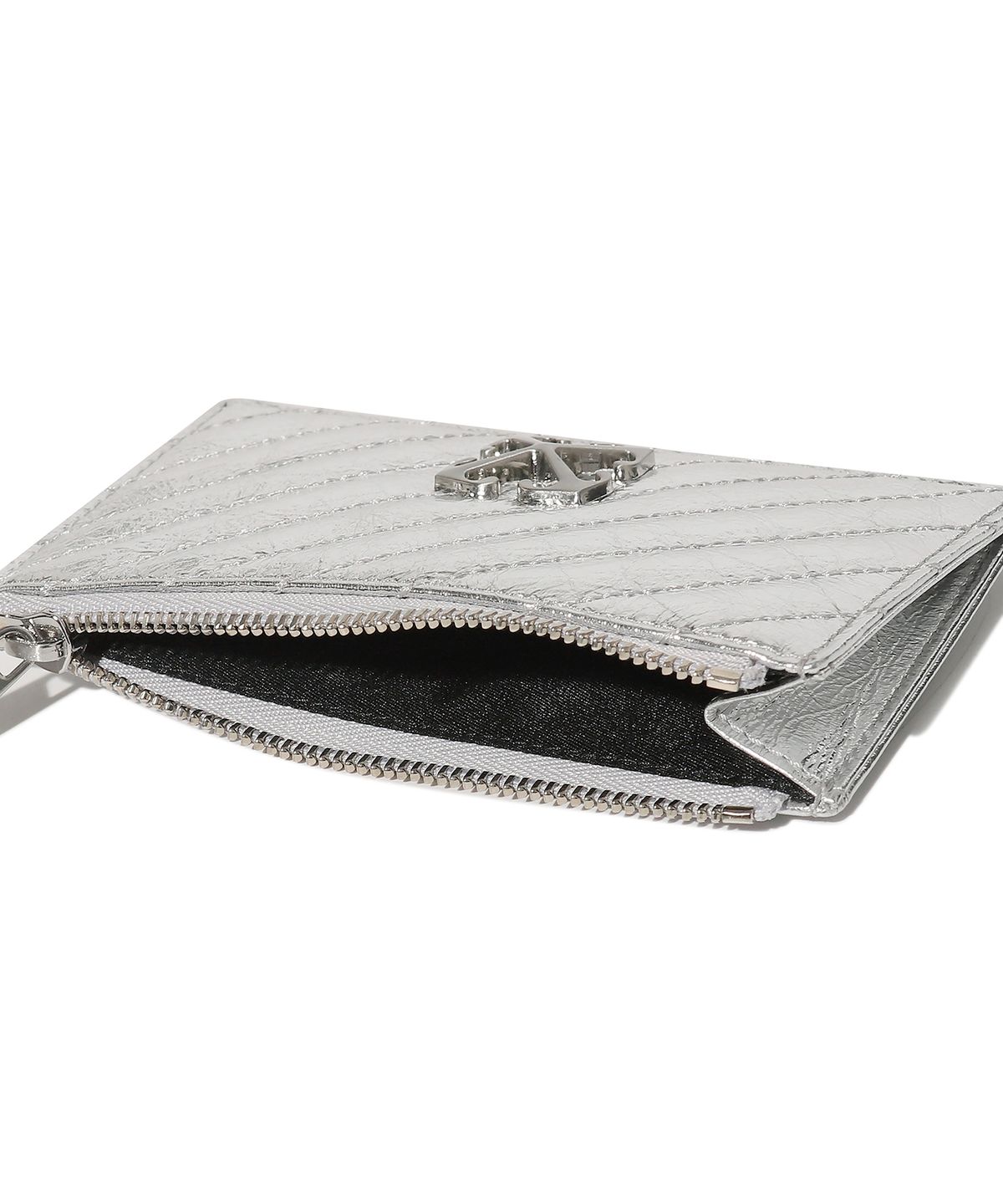 오프화이트(OFF-WHITE) Quilted Card Wallet Long (Silver)