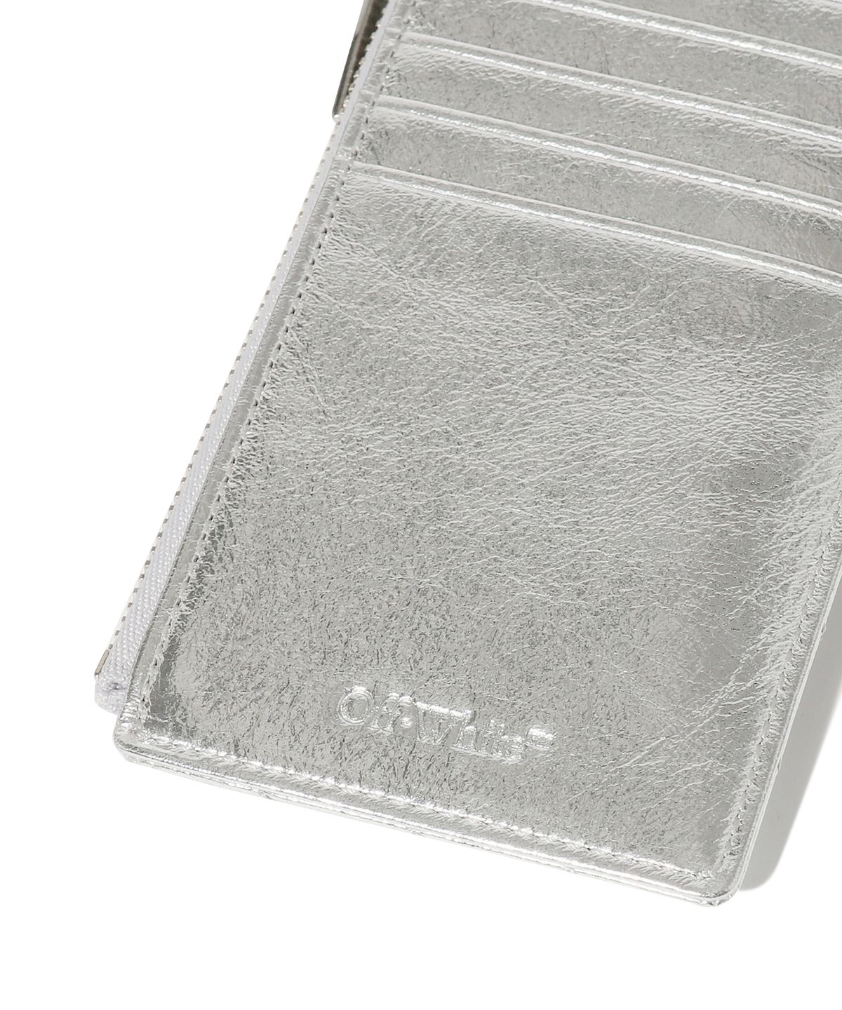 오프화이트(OFF-WHITE) Quilted Card Wallet Long (Silver)