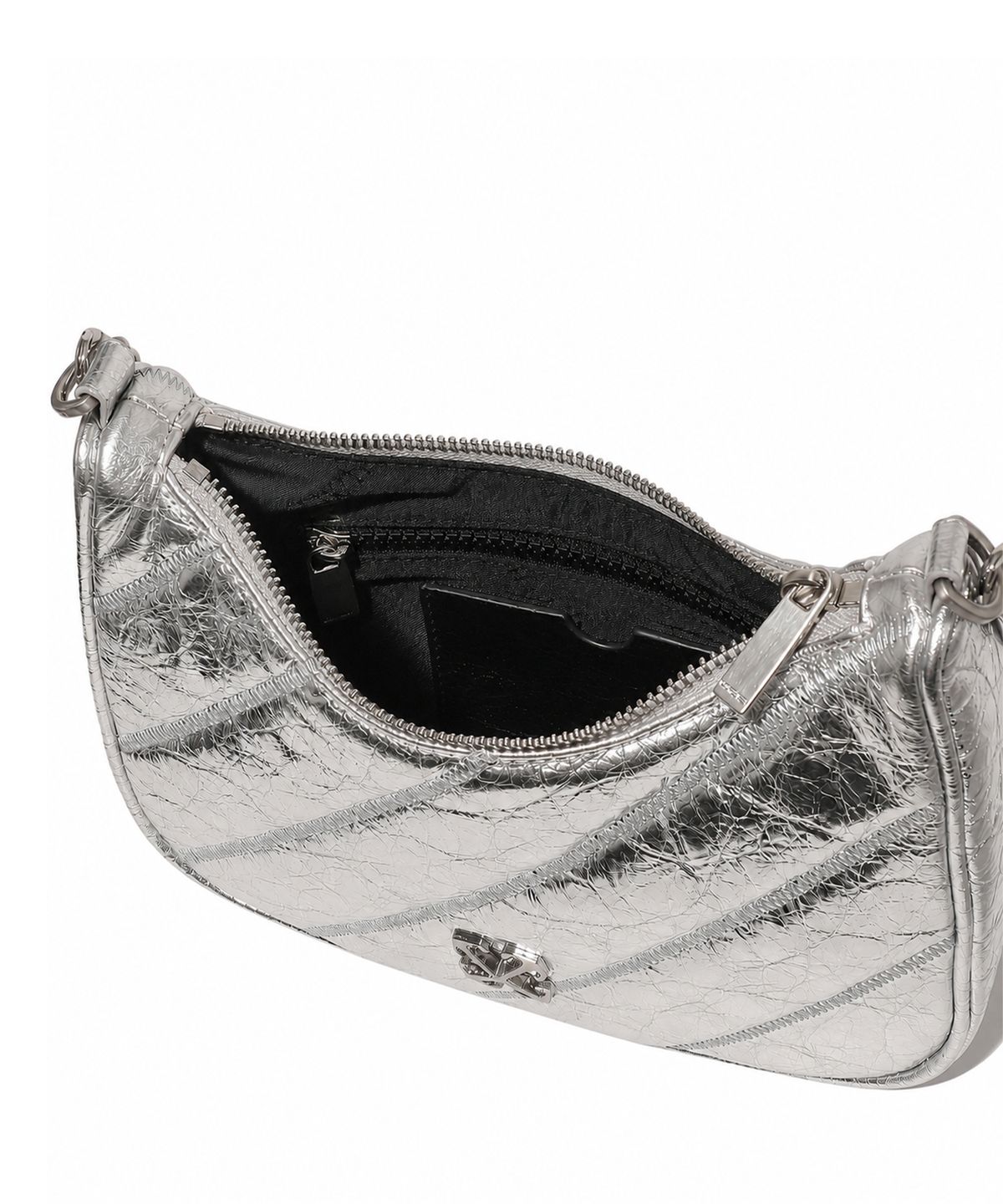 오프화이트(OFF-WHITE) Quilted Mini Crossbody Bag (Silver)