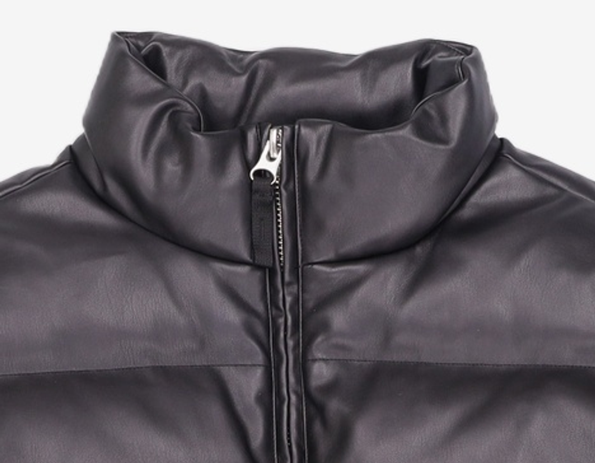 그루브라임(GROOVE RHYME) LEATHER SHORT DOWN PADDING (BLACK) [LRSWCUW914M] S