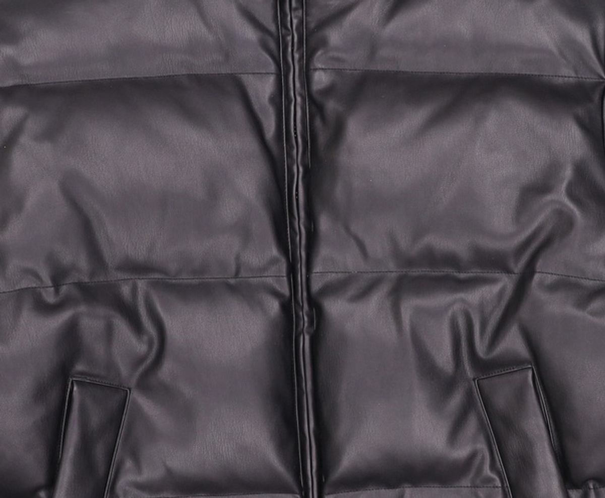 그루브라임(GROOVE RHYME) LEATHER SHORT DOWN PADDING (BLACK) [LRSWCUW914M] S